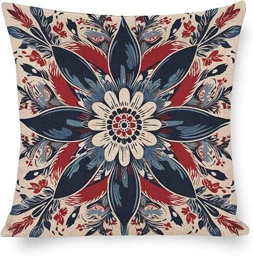 Miniatura 8 de MaSiledy Fundas de almohada patrióticas de flores del 4 de julio, funda de almohada de lino para el Día de los Caídos de Estados Unidos, almohadas