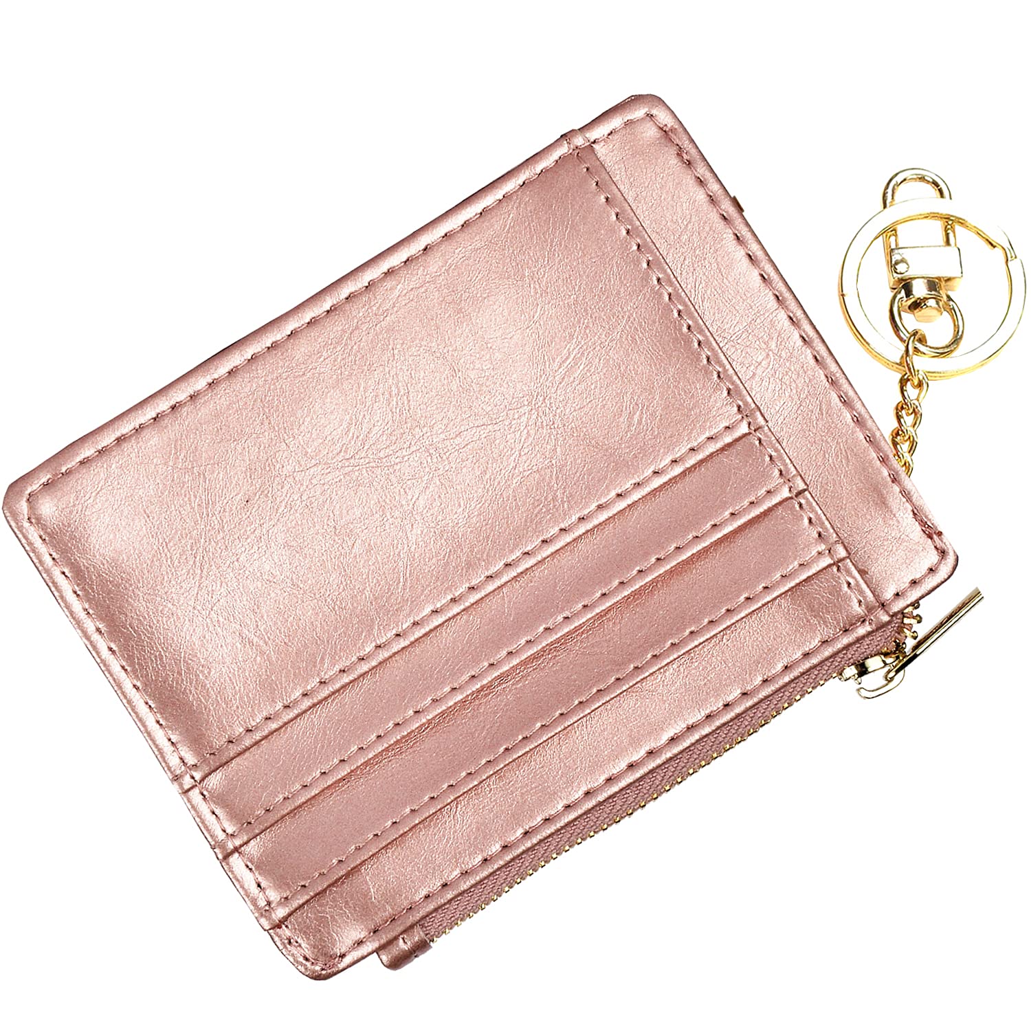 woogwinSlim RFID Credit Card Holder for Women Mini Front Pocket Wallet Purse With Keychain