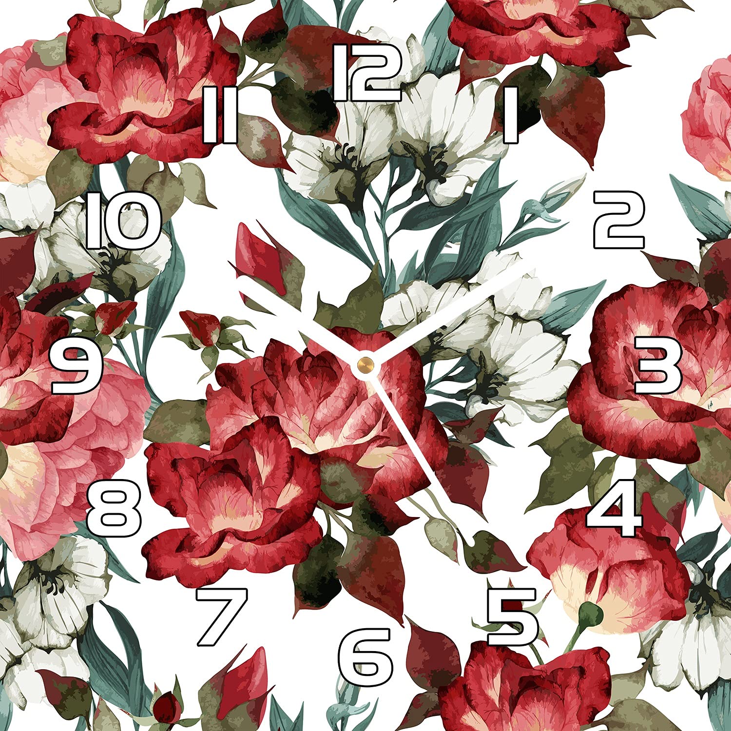 Horloge en verre 30x30 cm aiguilles blanches murale pour décoration cuisine salon