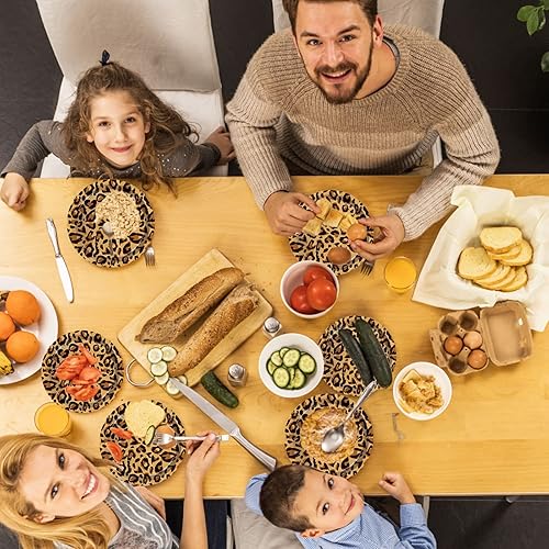 Miniatura 5 de 50 platos con estampado de leopardo, platos de papel de leopardo de 9 pulgadas, suministros de fiesta de safari en la selva, platos con estampado de