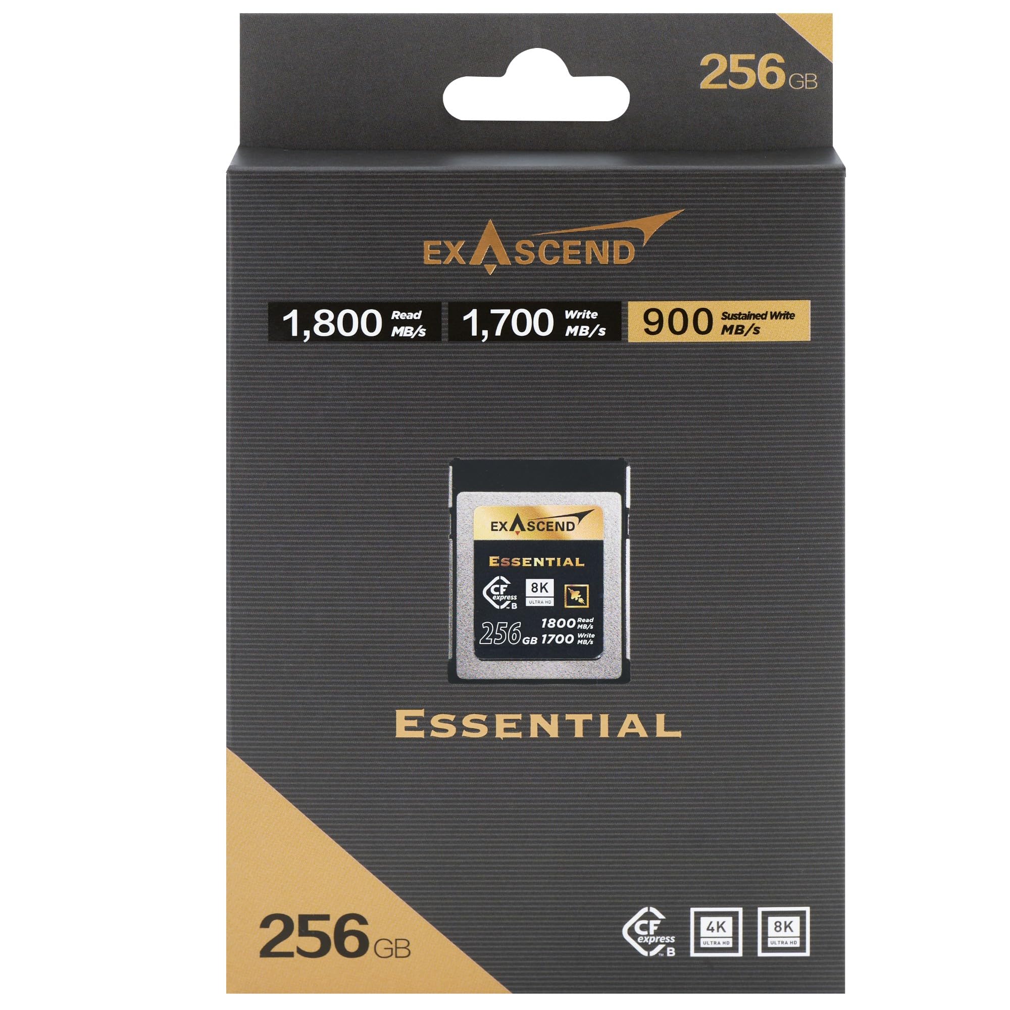 Essential CFexpress Tipo B da 128 GB, velocità di scrittura, 1.800 MB/s in lettura, video RAW 8K per DSLR e videocamere di livello professionale, velocità di scrittura sostenuta 900 MB/s (video 8K