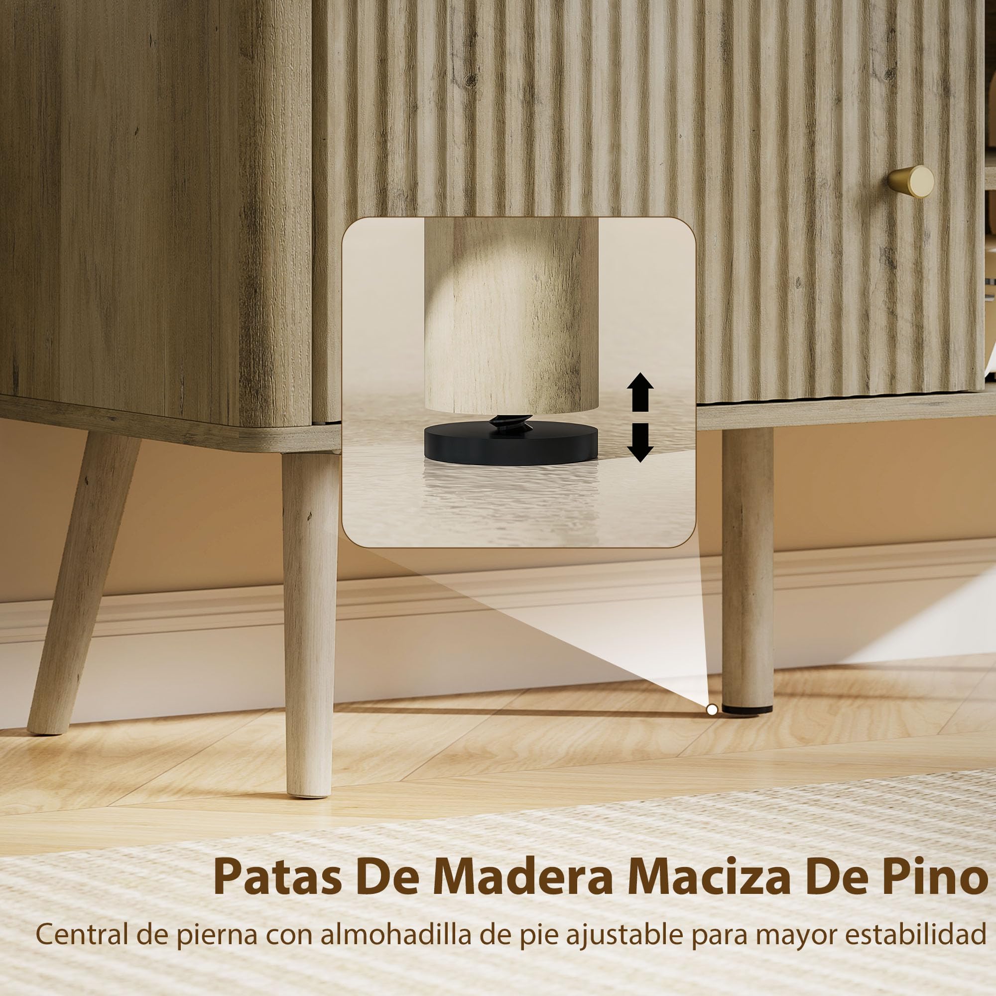 HOMCOM Mueble de TV con Puerta Acanalada hasta 55 Pulgadas 115 cm Roble | Mesa de TV, Mueble para Televisión, Estante Ajustable, Compartimentos Abiertos, Orificio para Cables, Salón, Comedor