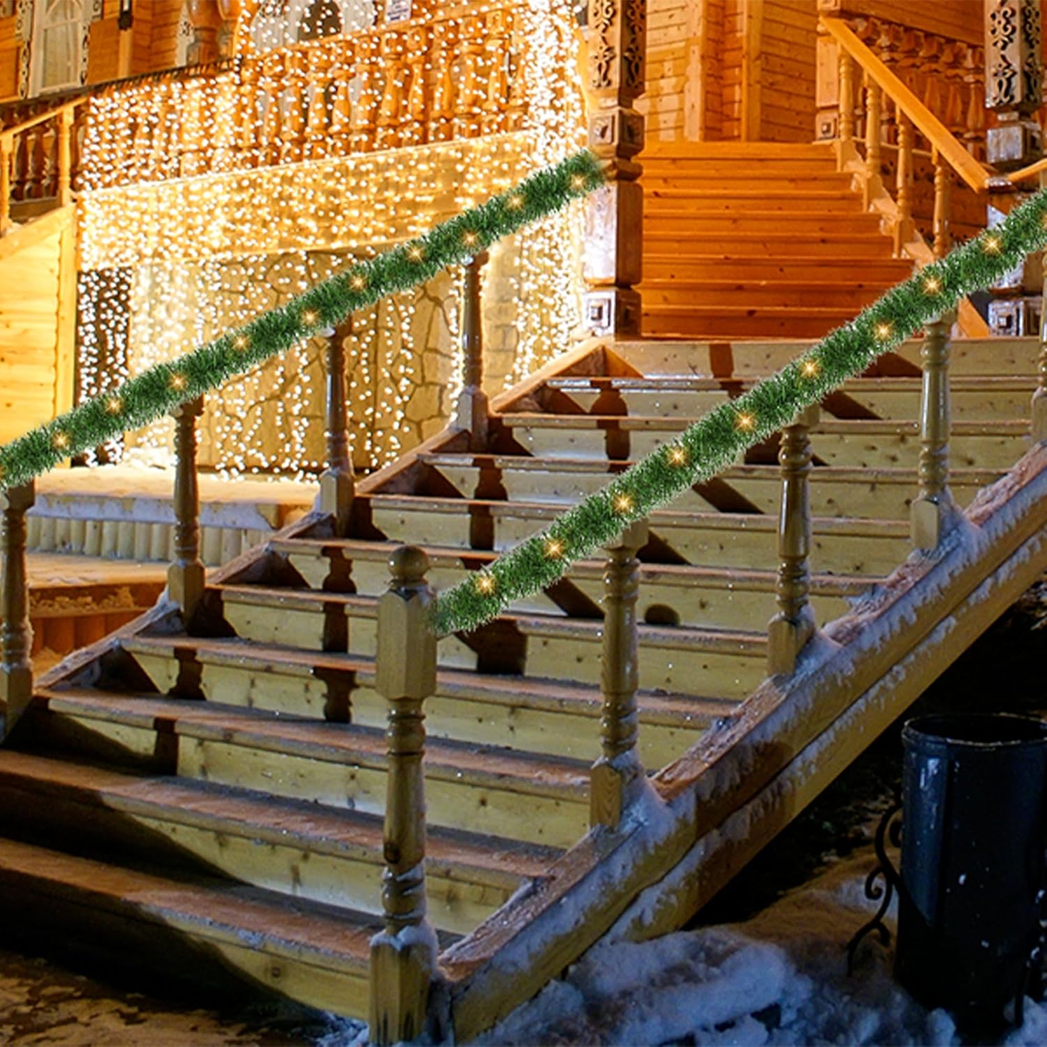 NEROSUN 50 FT Christmas Green Garland, 150 LED Pre-lit Lights Lighted Artificial Pine Garlands, for Indoor Outdoor Gate Home Winter Holiday Christmas Decorations - Image 4