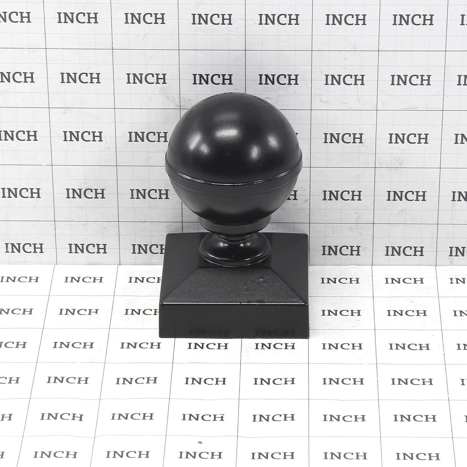 2" x 2" Square Black Aluminum Ball Post Cap for Aluminum Fence Posts | Black Post Caps (5 Pack)