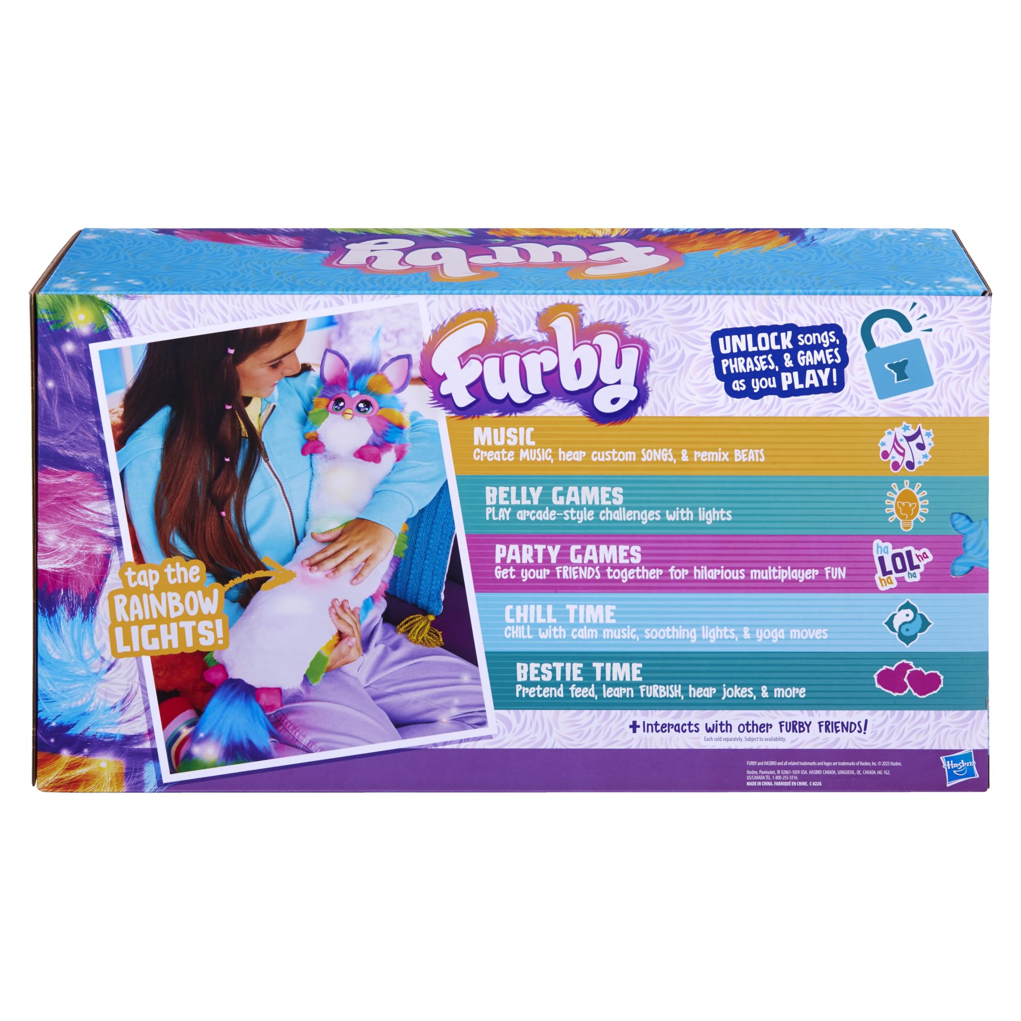 FURBY DJ Interactive Toy, Neon Star, Snuggly Electronic Plush, Music, Lights, Motion, & Games, Speaks English & Furbish, 32 in Long, 6+ Years (Amazon Exclusive)