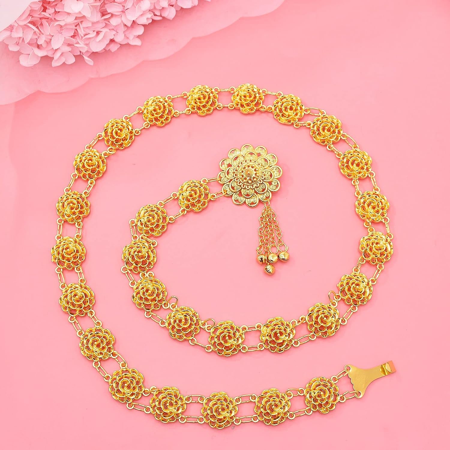 Indian Style 14 K Gold Plated Crystal Flower Turquoise Waist Belly Chains Dancing Beach Belt Body Jewelry