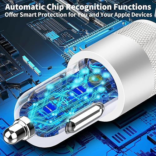 Miniatura 4 de Apple MFi Certified iPhone Fast Car Charger, Braveridge 4.8A Dual USB Car Power Cigarette Lighter Car Charger Adapter with 6FT Lightning Cable for