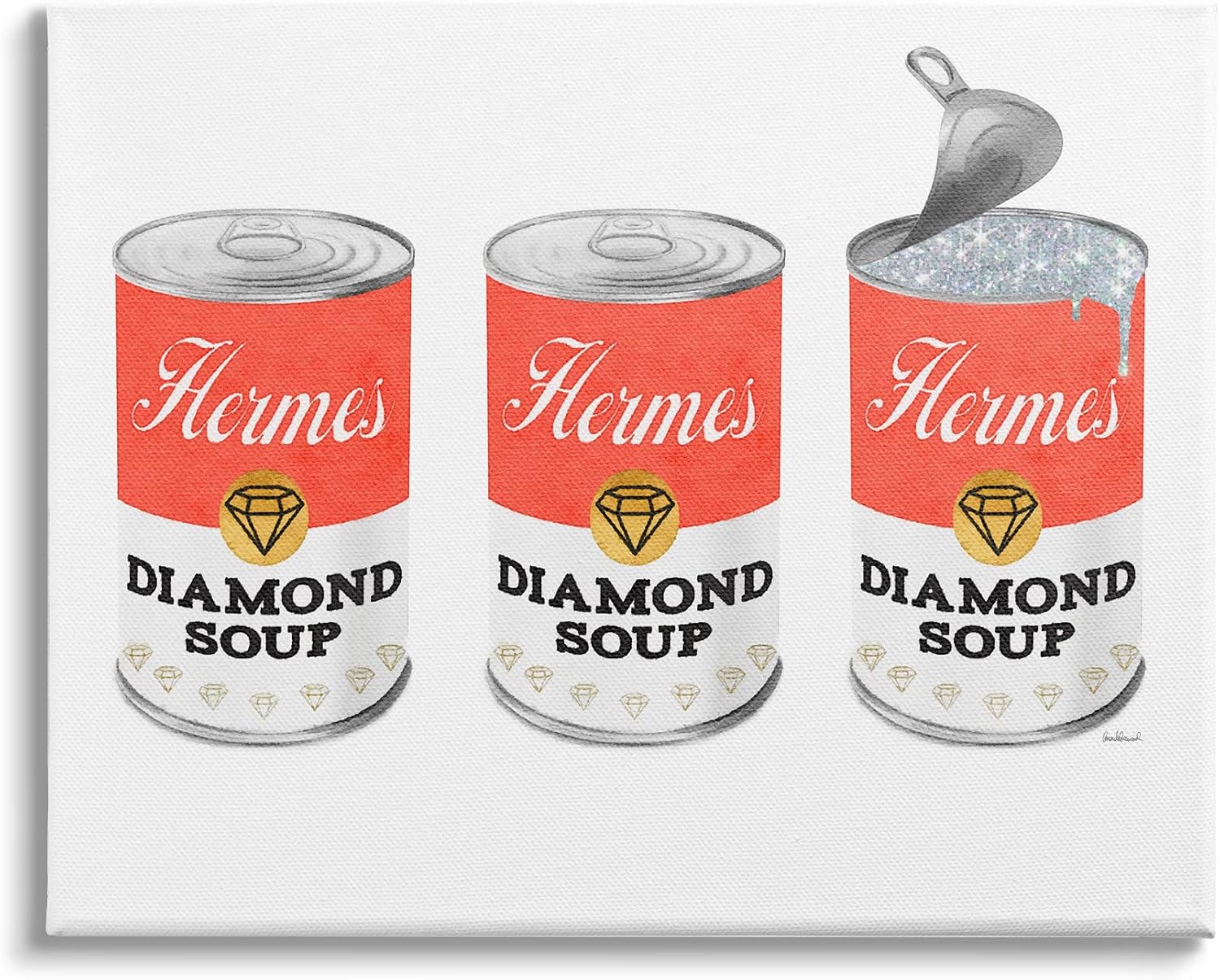 'Glam Condensed Soup Pop Trio Fashion Diamond'| Canvas Art | Stupell Industries | 20 x 16 Inches, Easy to Hang and Sturdy, Made in USA, by Amanda Greenwood