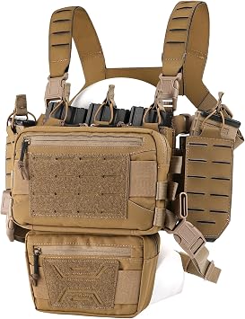 VOTAGOO Chest Rig-Tactical Chest Rig,Molle Modular Micro Fight Chest Rigs Adjustable&Detachable with 5.56/7.62 Magazine Pouch