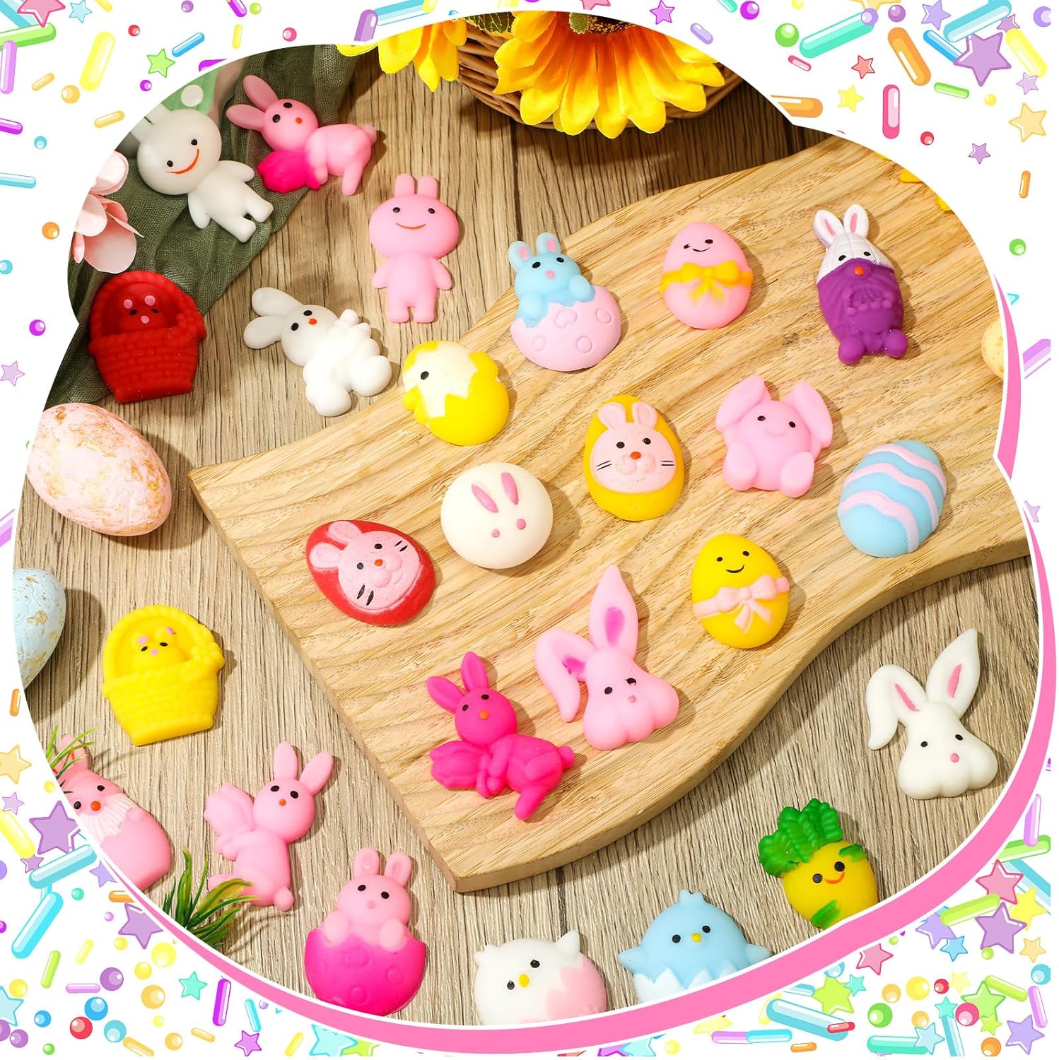 Lenwen 100 Pieces Easter Toy Bulk Party Favors Stress Relief Toy for Adults Boys Girls Easter Party Supplies Bag Fillers Treat Bags Gifts
