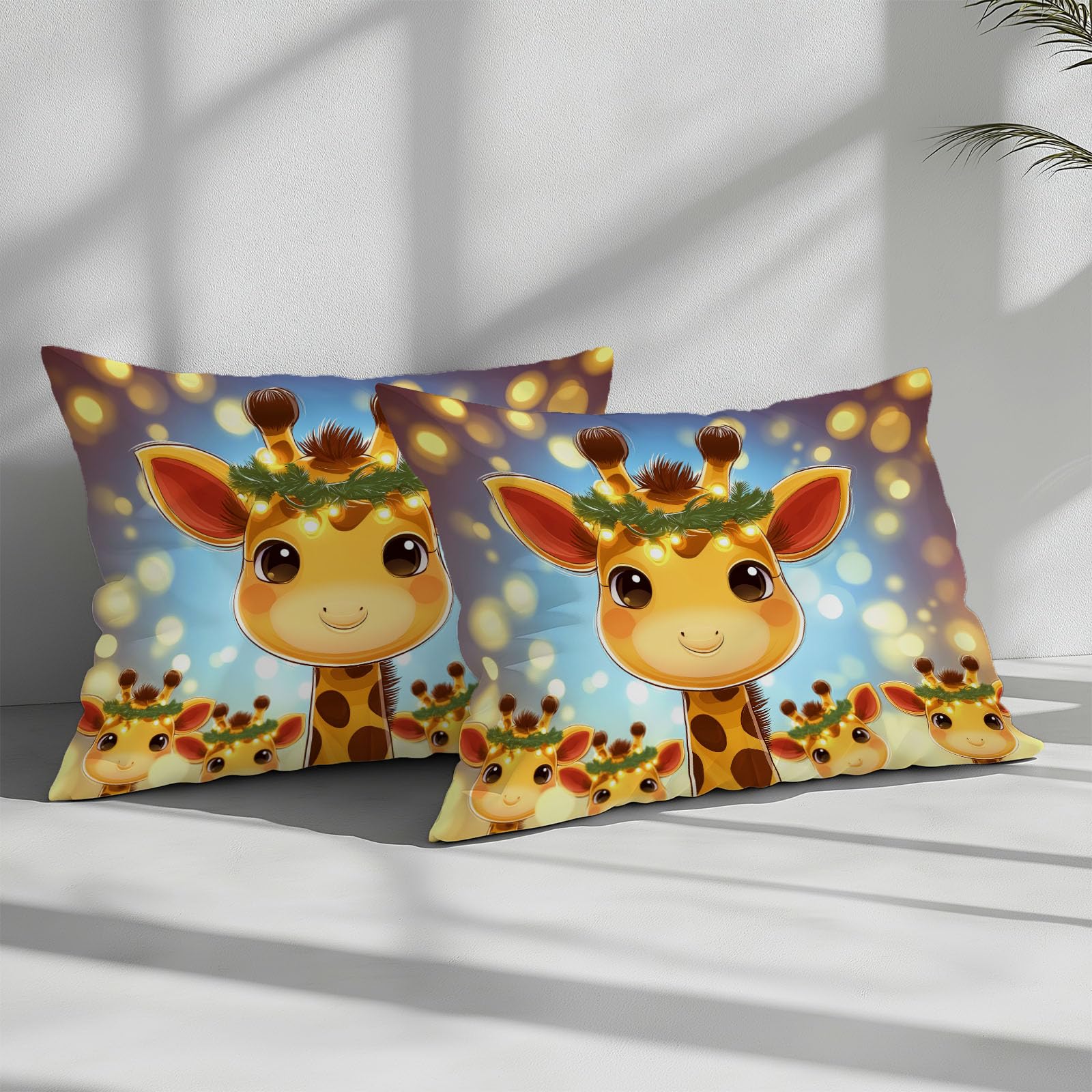 Juego de cama reversible con diseño de jirafa de dibujos animados