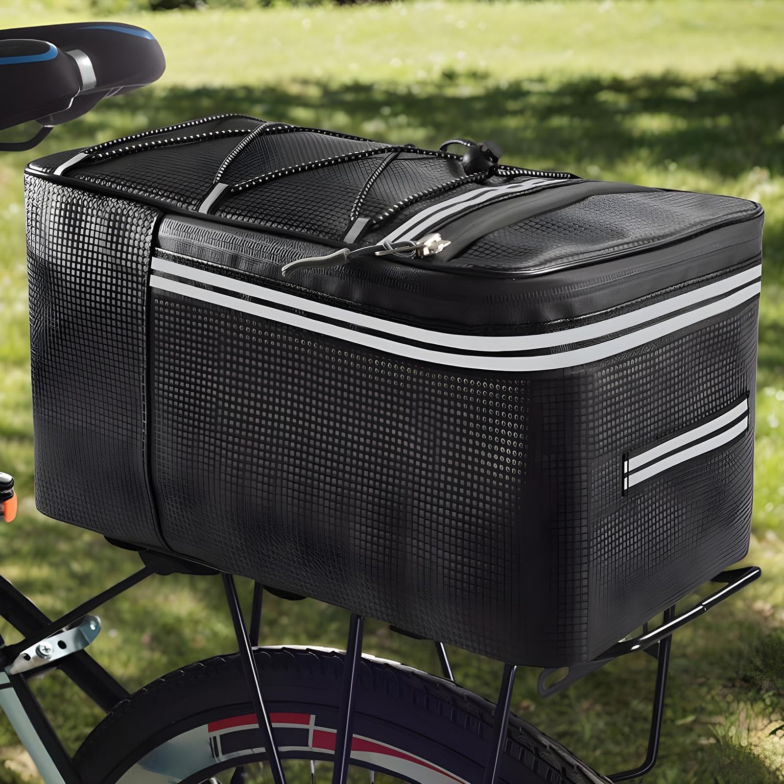 Borsa da Sella per Bici - Borsa da Sella per E-Bike con Copertura Antipioggia per il Pendolarismo | Borsa Rifrangente Impermeabile con Grande Capacità e Fibbie di Sicurezza per Viaggi, Ciclismo