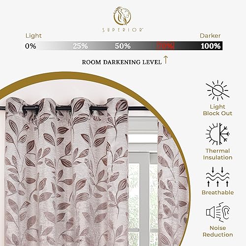 Miniatura 3 de Superior Cortinas opacas, oscurecimiento de la habitación para dormitorio, bloqueo solar, térmicas, cortinas bohemias modernas, colección de hojas,