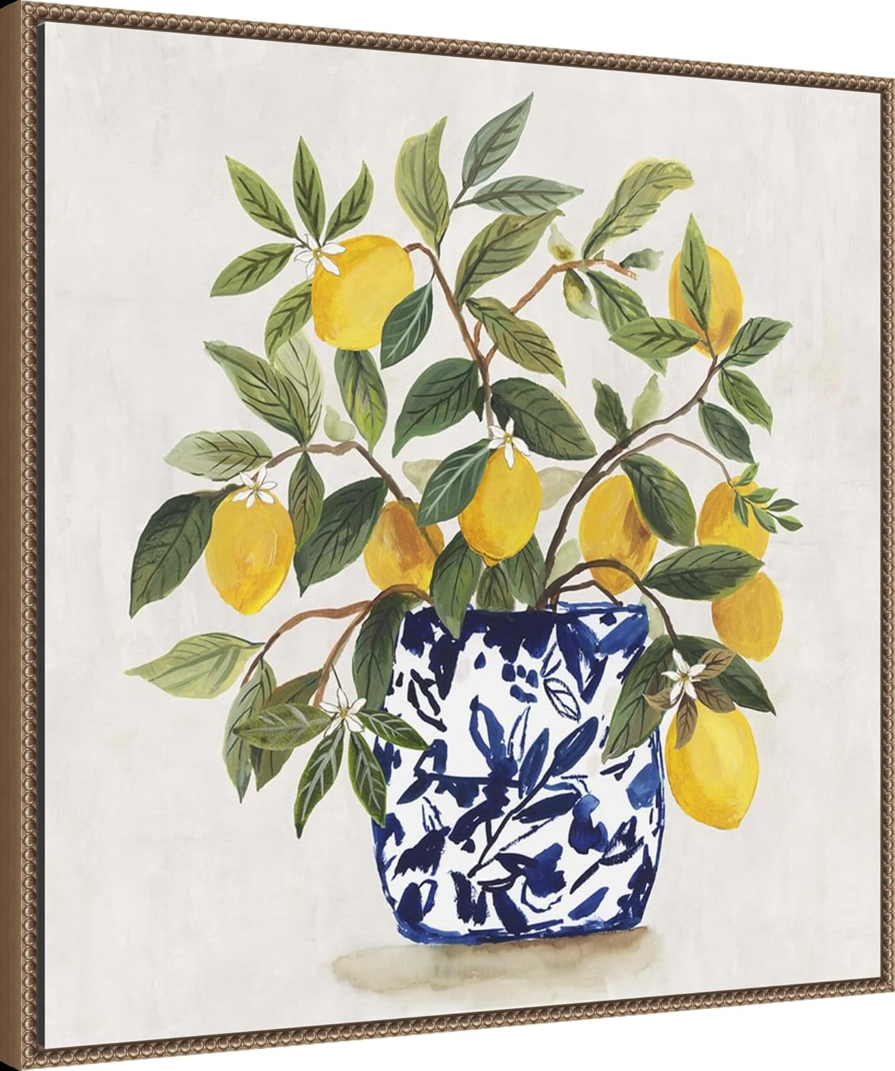 Amanti Art Framed Canvas Wall Art 30x30 Lemon Plant I by Asia Jensen, Framed Wall Art Canvas, Still Life Artwork, Traditional Decor, Large Poster Painting for Living Room, Bedroom, Bathroom, Kitchen,