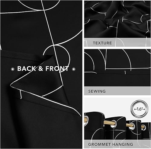 Miniatura 6 de Deconovo Cortinas opacas negras de 84 pulgadas de largo, cortinas de oscurecimiento de habitación para dormitorio, sala de estar, cortinas