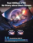 JSAUX 10K 8K HDMI câble 15FT, Ultra Haute vitesse HDMI 2.1 (8K@60Hz 7680x4320, 4K@240Hz/120Hz), 48Gbps Longue HDMI à HDMI Cord Compatible avec PS5/PS4/X-Box/Roku Télévision/TVHD/Blu-ray/LG/Samsung QLED