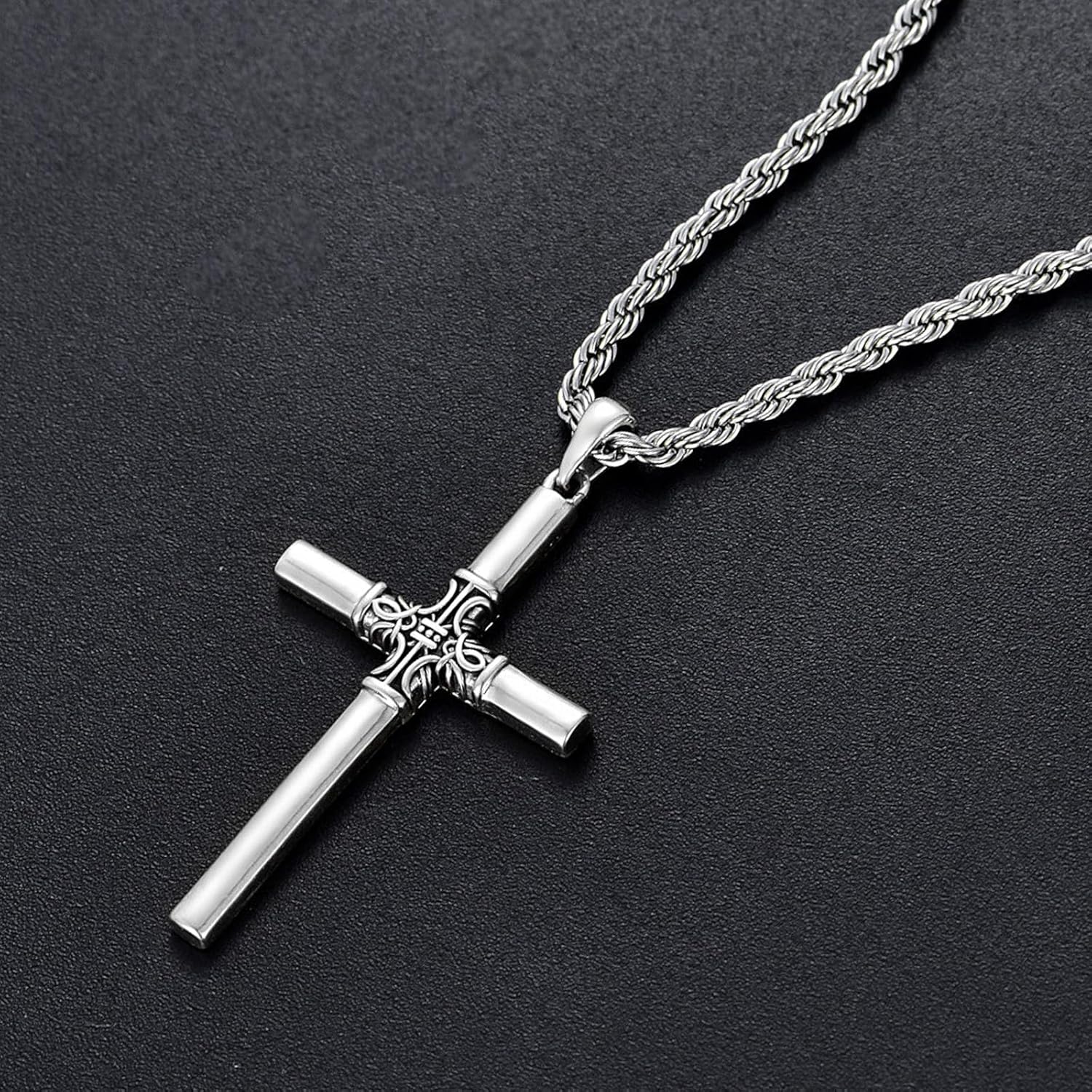 Cross Necklace for Men Women 925 Sterling Silver Celtic/Crucifix/Nail/Fish Hook Cross Pendant with Stainless Steel Chain Faith Jewelry Gift for Father Son Brother Husband - Image 4