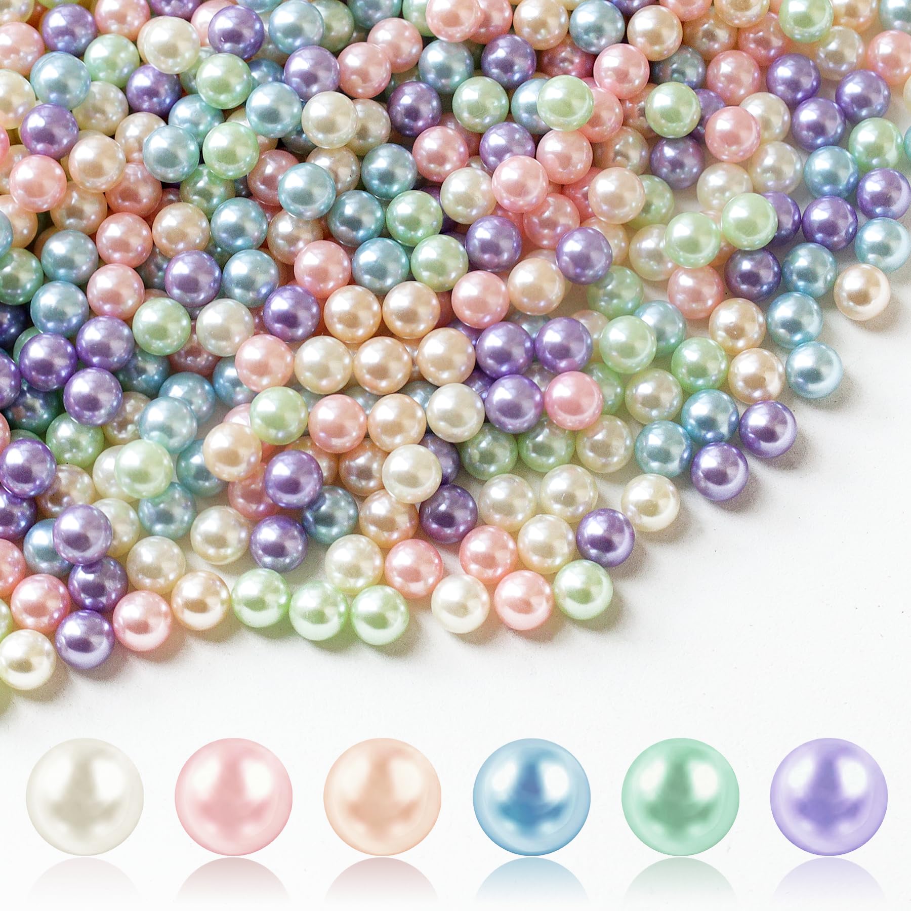 Photo 1 of 1400Pcs Macaron Colors Vase Filler Pearl Beads for Crafting 8mm Beads No Holes Decor Suitable for Wedding Decor, Party Decorations, Centerpiece Table Decorations