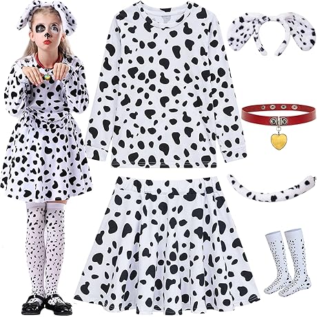 ZeroShop Girls Dalmatian Costume 101 Days of School Outfit Shirt Tutu with Accessories