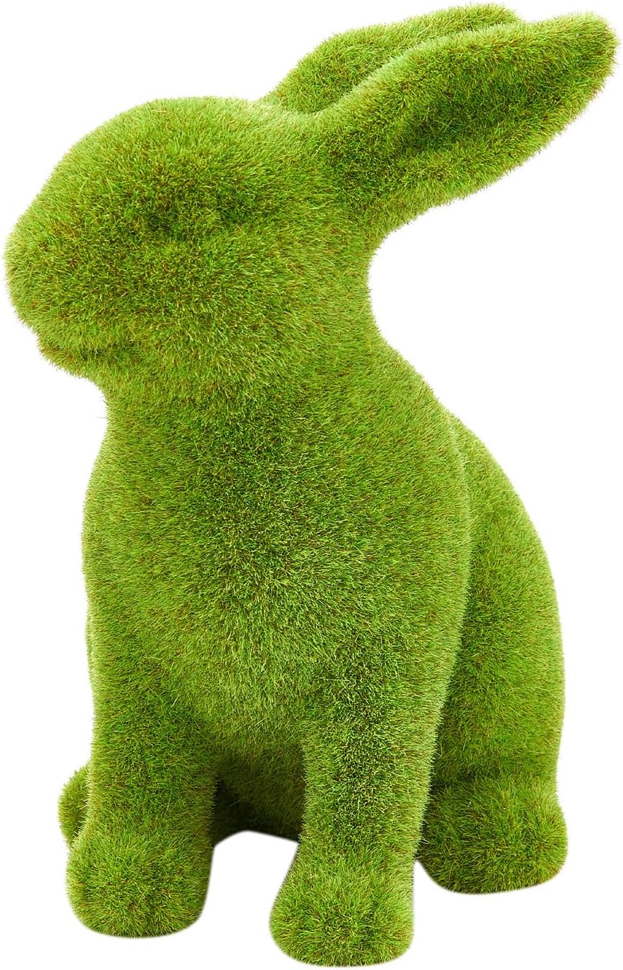 Easter Bunny Decorative Ornament Garden Decoration Artificial Green Moss Rabbit Sculpture Easter Decoration Party Gifts Baking Table and Home Decoration (Small 2PCS Standing+Sitting) - Image 9