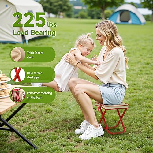 Miniatura 3 de Taburete plegable para camping, taburete plegable portátil con bolsa de transporte, silla portátil de 12 pulgadas (1.3 libras), reposapiés de viaje