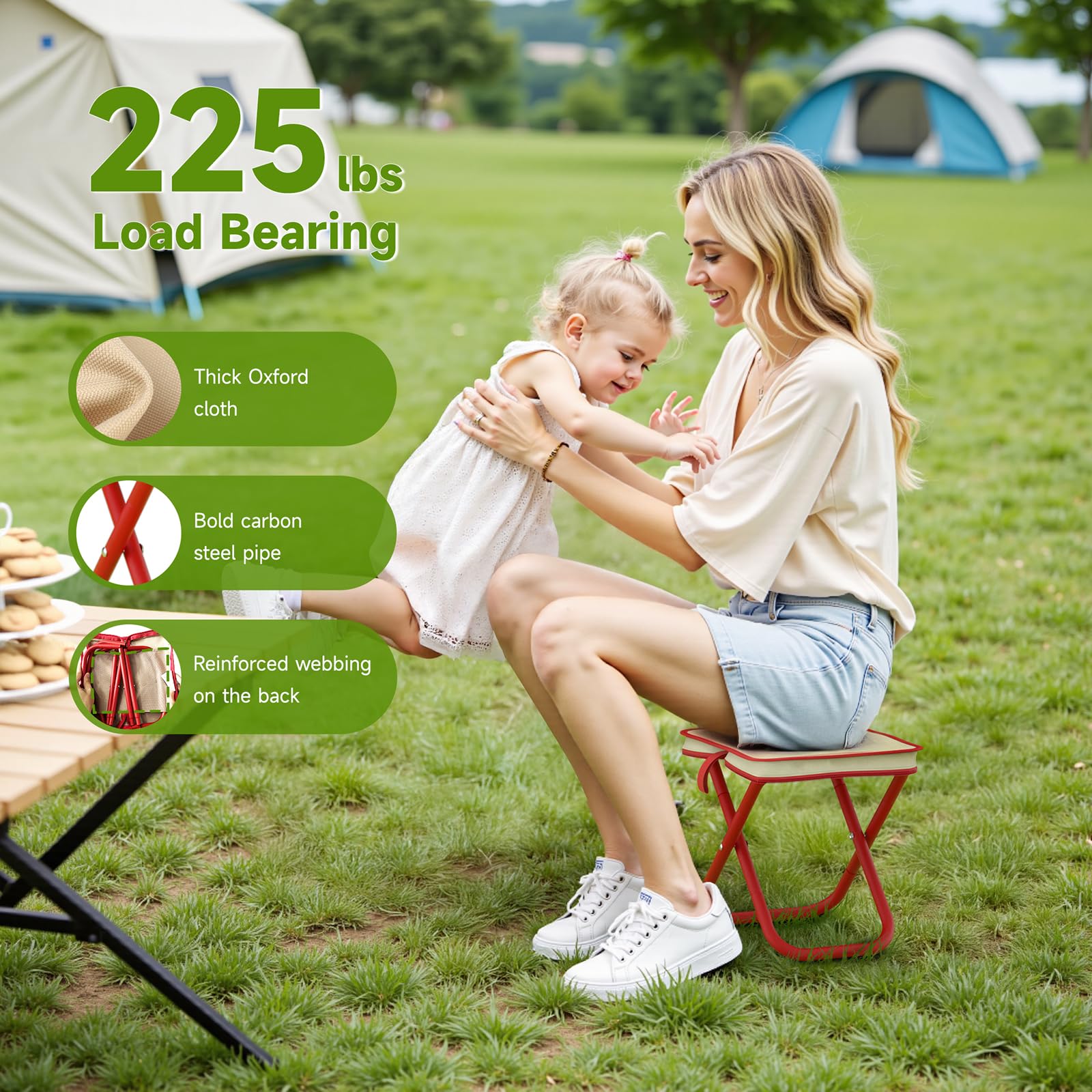 Folding Stool Camping Stool, Portable Folding Stool with Carrying Bag, 12-Inch Portable Chair (1.3Lbs), Outdoor Travel Footstool