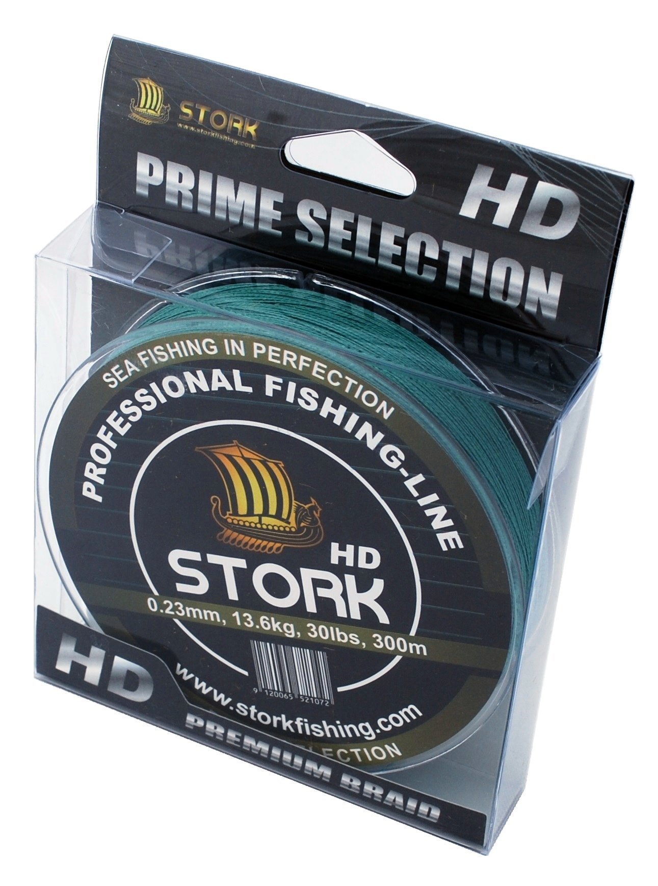 Stork HD, Stork 4-Strand Braided Fishing Line 300m (Mossgreen, 20 lbs / 9.1 kg / 0.19 mm), moss green