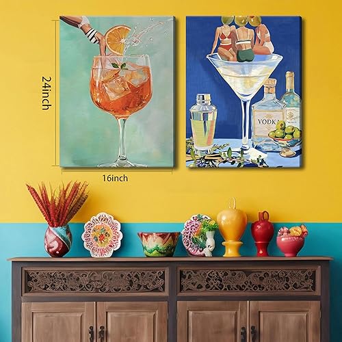 Miniatura 4 de KNBKID Arte de pared de cóctel 16 x 24 pulgadas