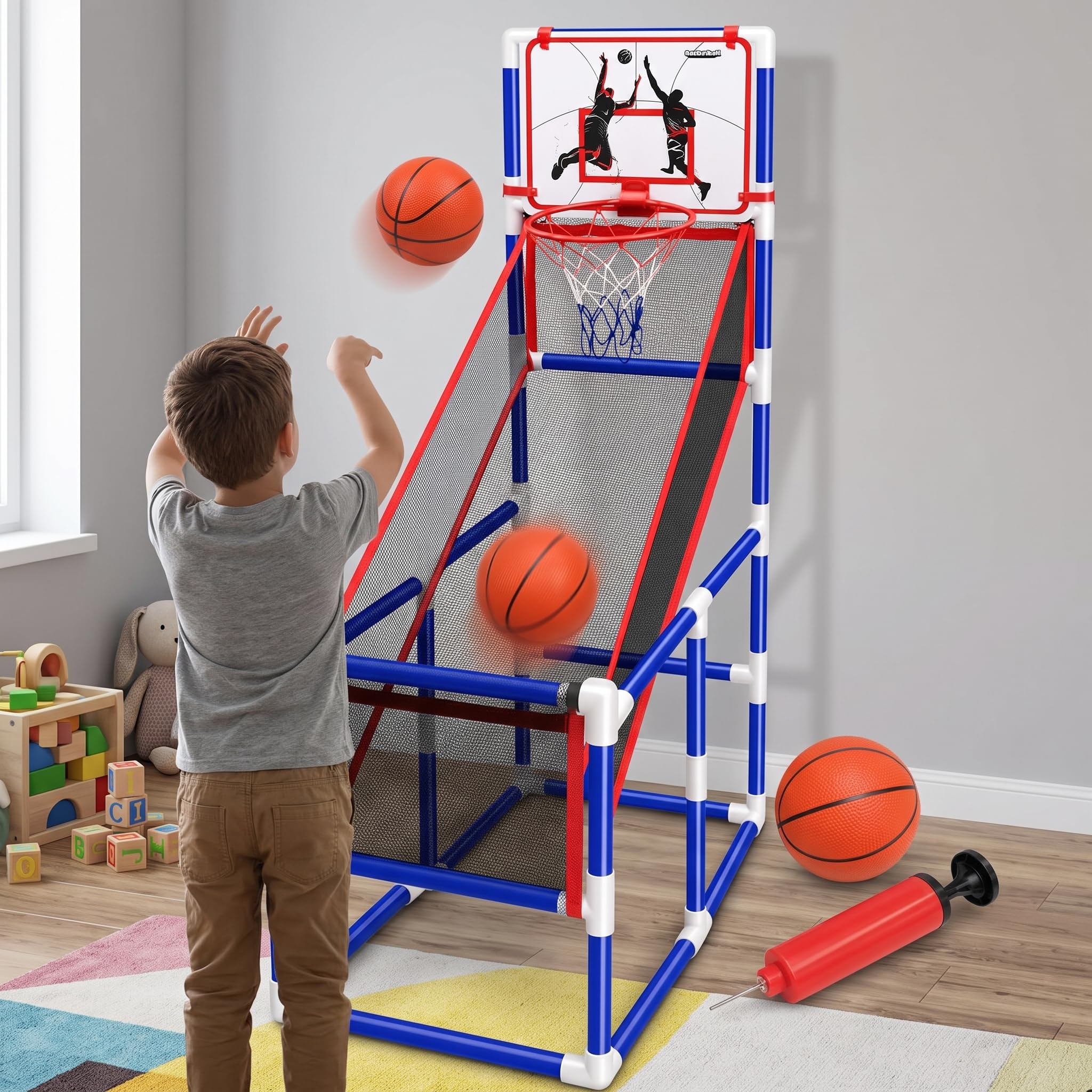 Canasta Baloncesto Infantil Interior para Niños con Balón