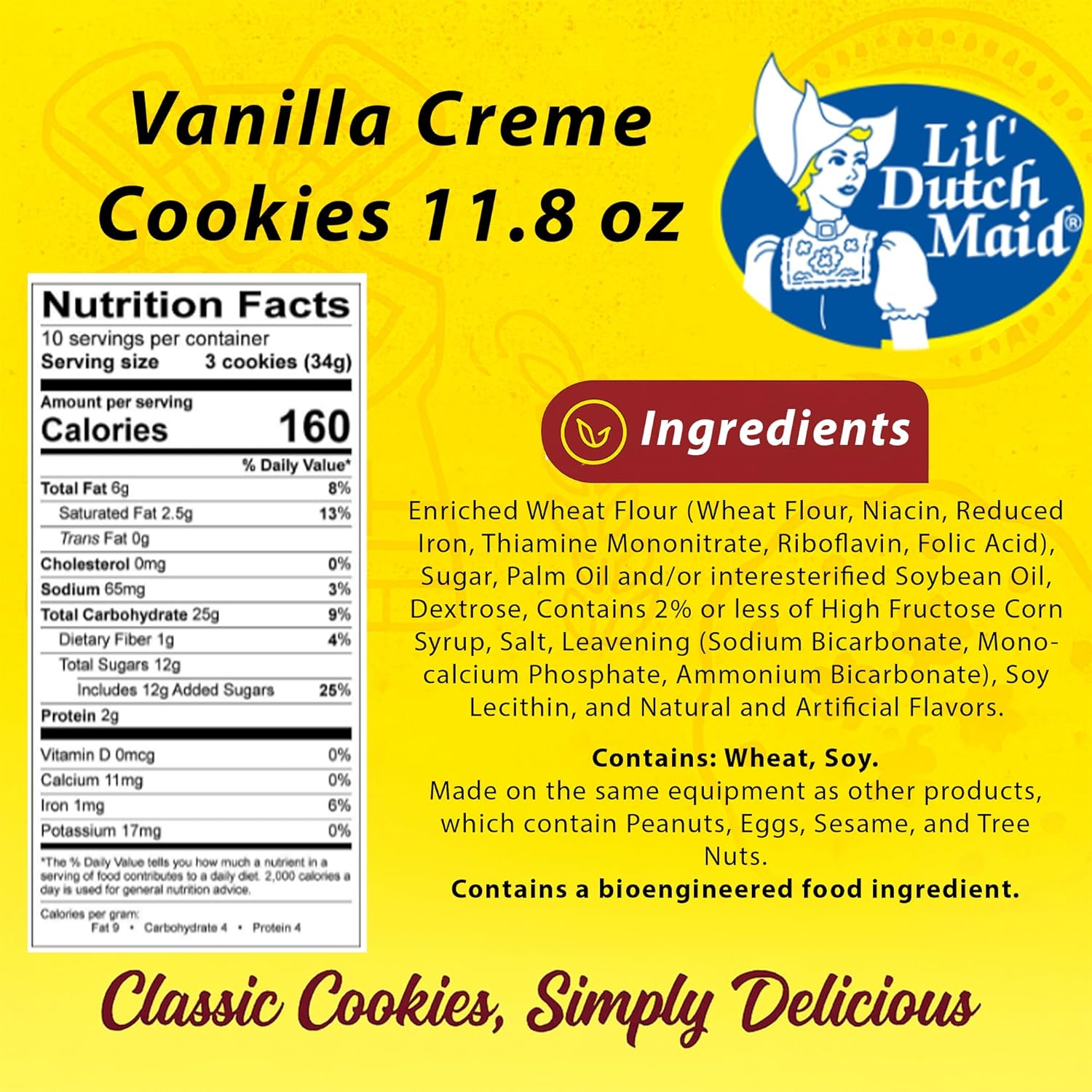 Lil Dutch Maid Creme Cookies Variety Pack | 11.8 oz (Pack of 6) | Strawberry, Vanilla, Lemon, Chocolate, Peanut Butter, and Duplex Flavors | Assorted Sandwich Cookies