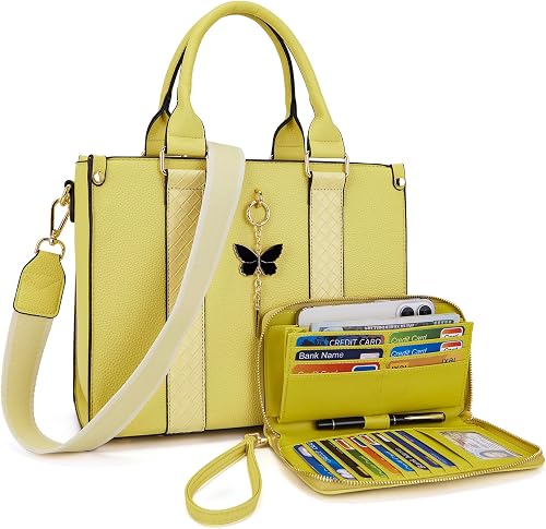 Tote Bag for Women Purse and Wallet Set Satchel Handbags Top handle 2pcs Adjustable Straps