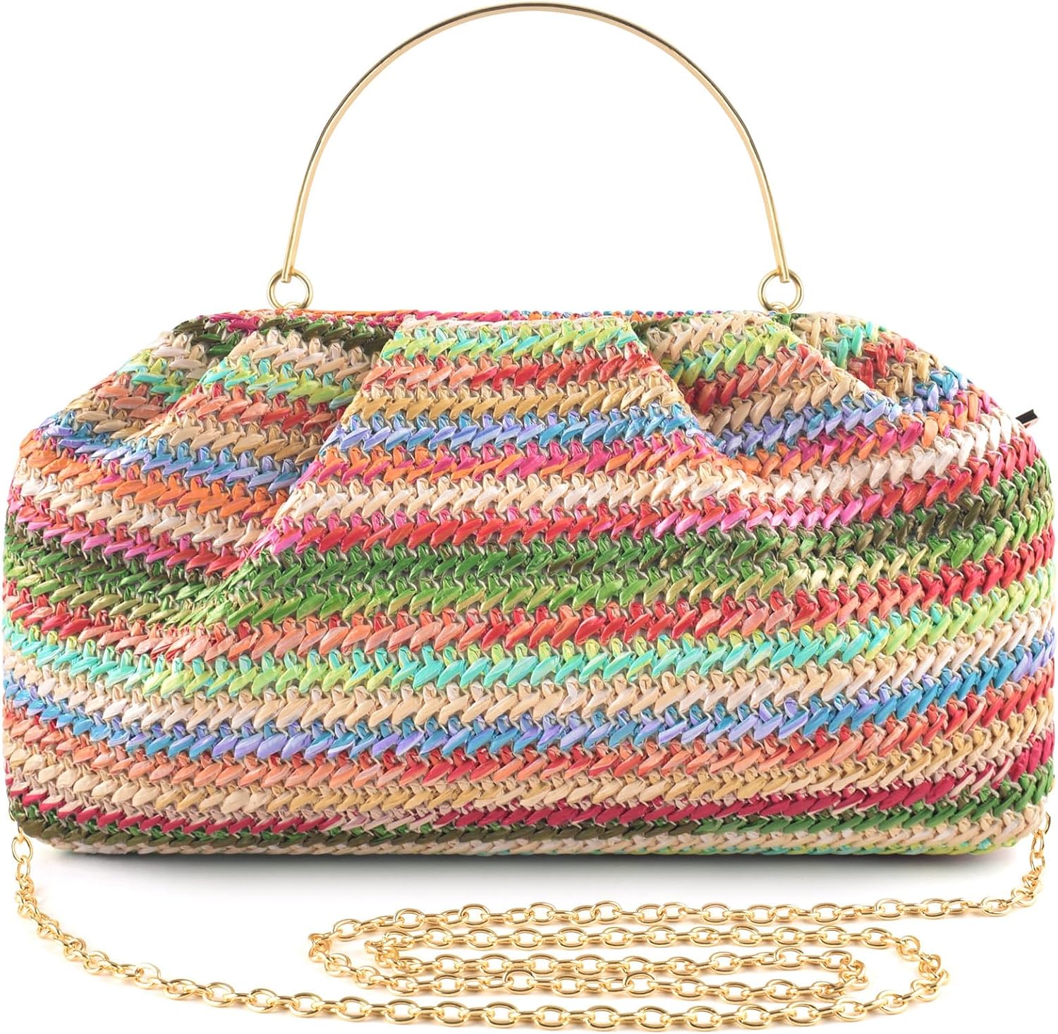 ERKOON Clutch Purse for Women Elegant Pleated Evening Bag Crossbody Shoulder Handbag Envelope Bag with 2 Detachable Chain