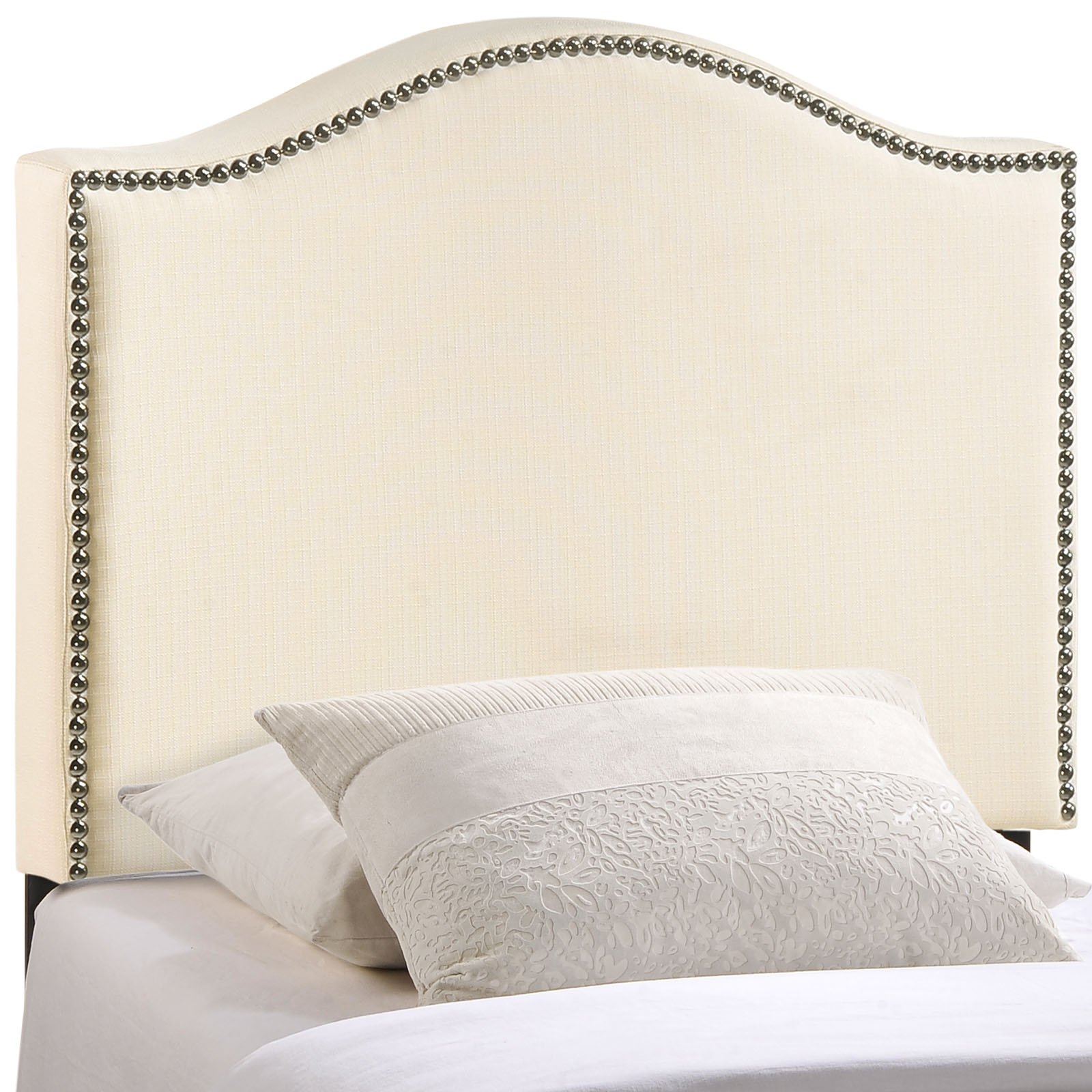 Modway Lexmod Curl Nailhead Lit capitonnée, Bois Dense, Ivoire, Jumeau