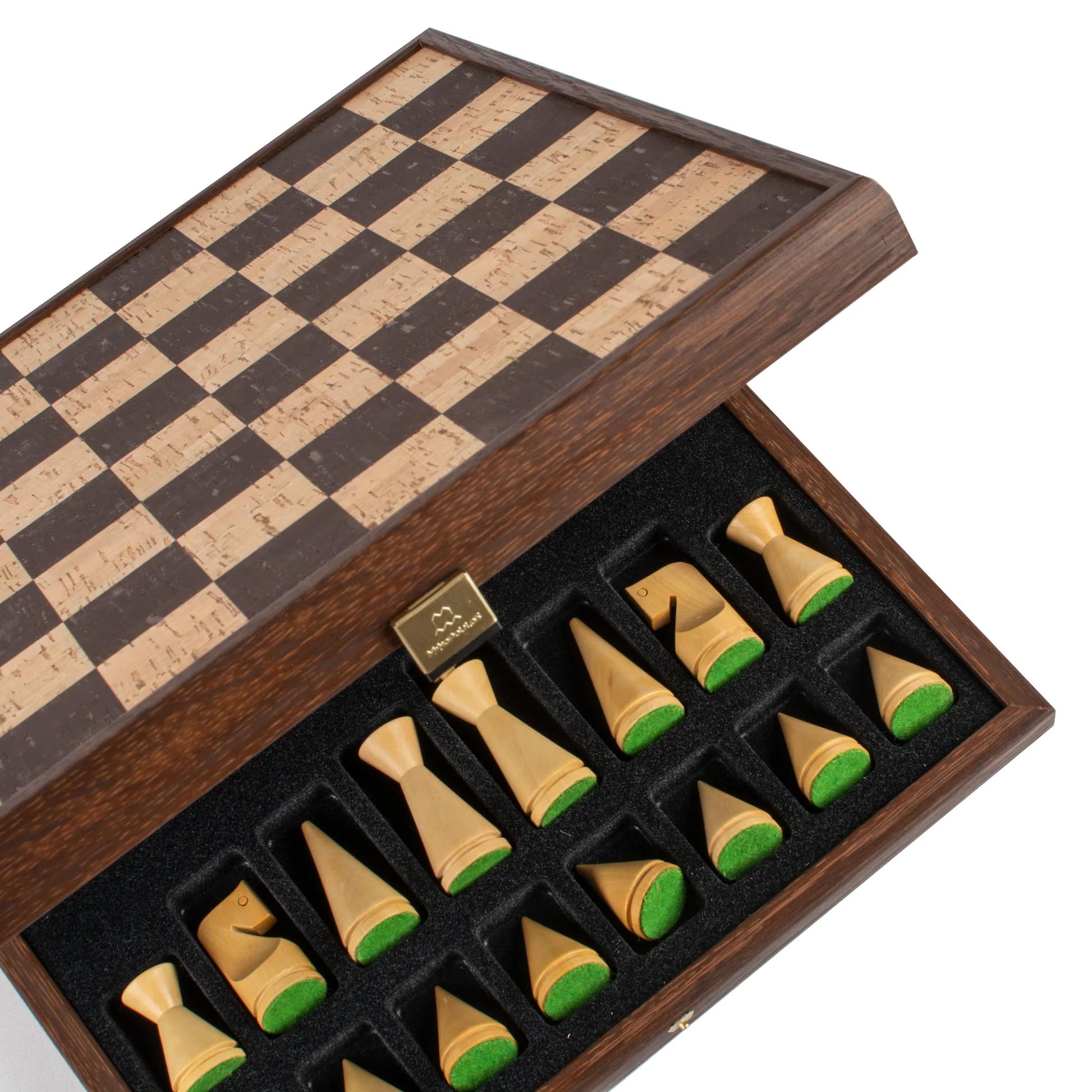 Juego de ajedrez de corcho natural Manopoulos de lujo, con piezas de ajedrez de madera modernas, juego premium hecho a mano en Grecia por expertos (40 cm), adultos mayores de 14 años
