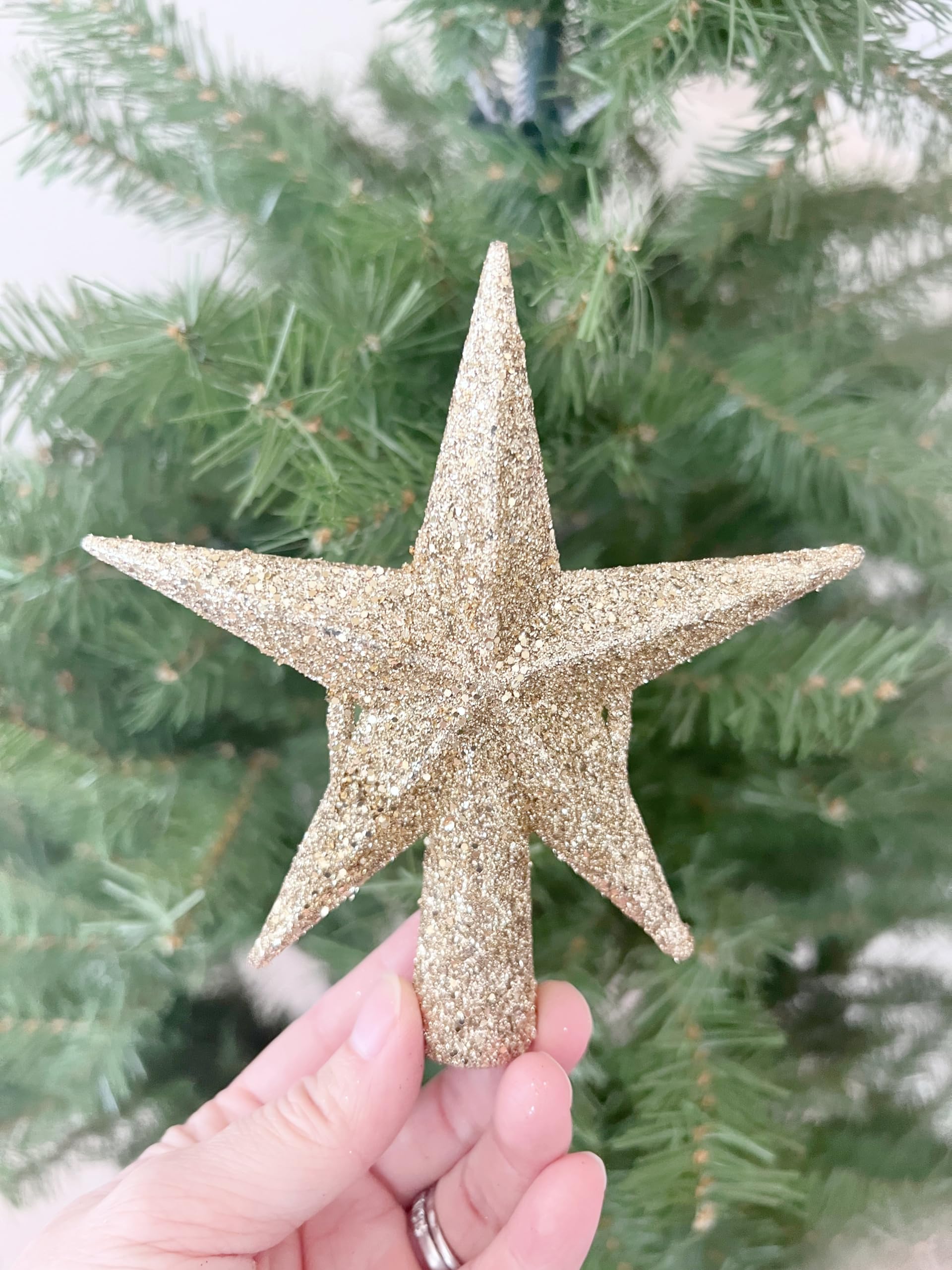 PEPPERLONELY Miniature Glitter Star Tree Topper Christmas Decorations 4.5