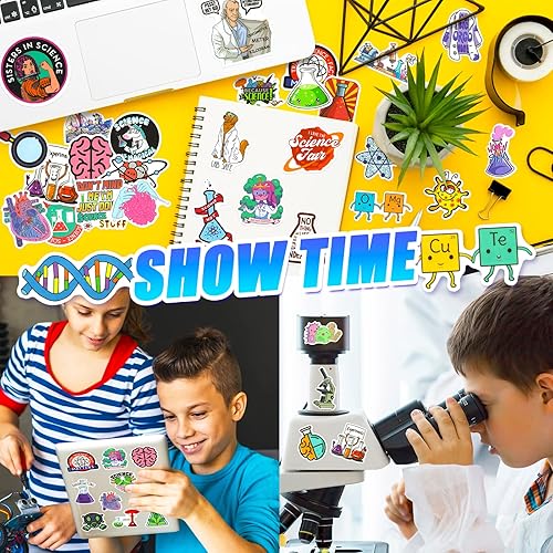 Miniatura 6 de 200 calcomanías de ciencia, calcomanías de laboratorio de ciencias para niños profesores, física, biología, química, experimento de matemáticas,