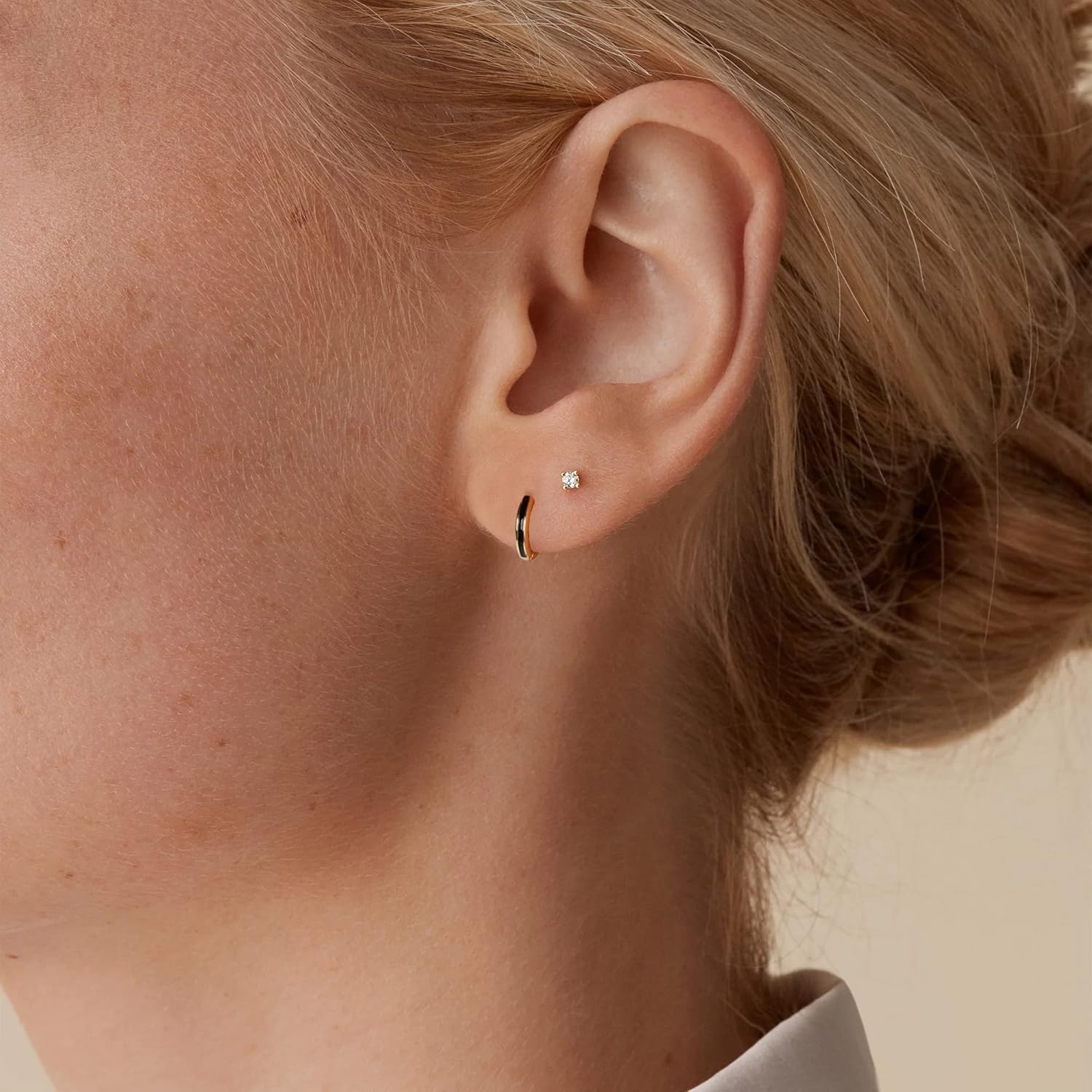 8YEARS 18K Gold Plated Enamel Huggie Earrings for Women, Dainty Small Hoop Earrings, Black White Purple Blue Enamel Hoop Earring, Gold Hoop Earrings Gifts for Her - Image 2