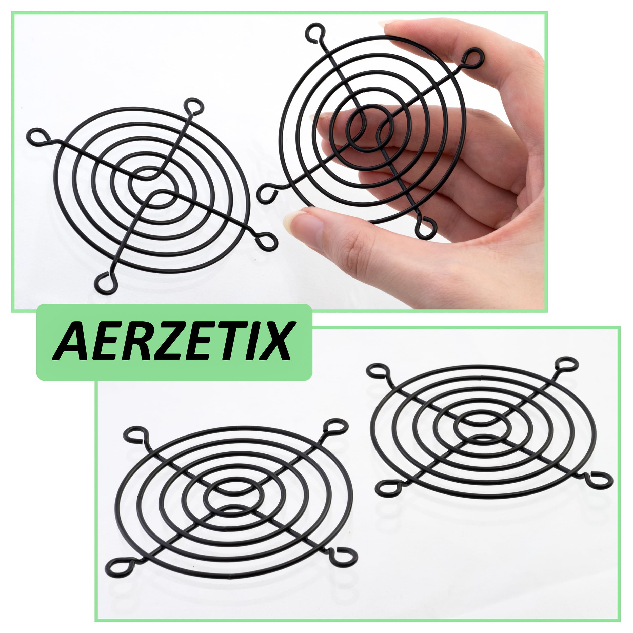 Aerzetix: 4X Griglia di Protezione Nero 70x70mm Ventilazione per Ventola della Computer PC C43413