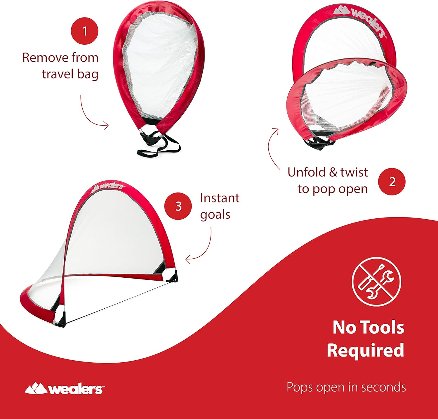 Collapsible Soccer Goal Set of 2 with Travel Bag - Ultra Portable 4 Foot Instant Pop Up Football Goal Nets for The Beach| Playground | Backyard | Camping - Kids Soccer Training Nets