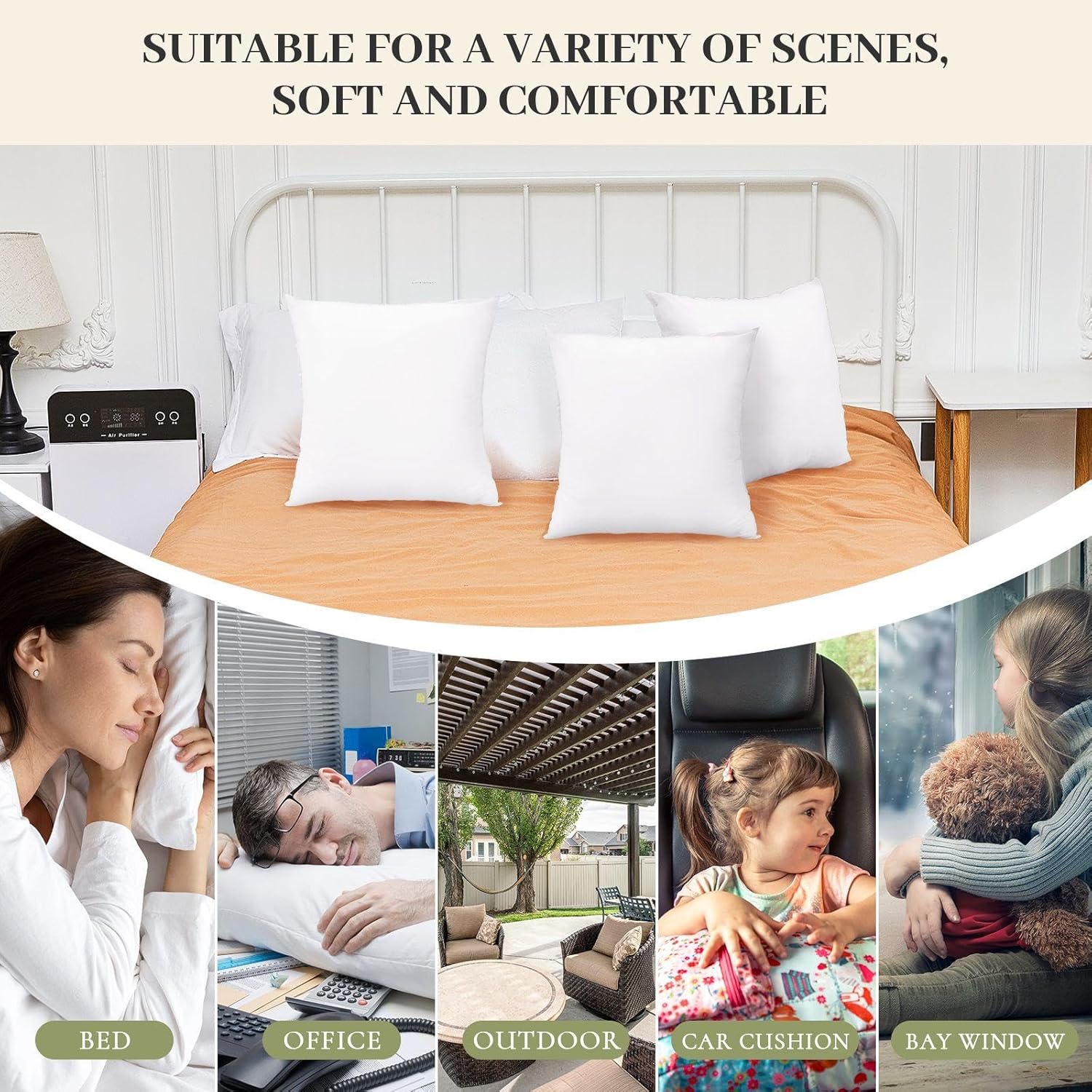 Soaoo Set of 30 Fluffy Throw Pillows Insert Bulk 18x18 Inches, Filled in 400g Polyester Stuffer, White Inserts for Decorative Pillow for Couch Sofa Bed Seasonal Decorating DIY Craft Cushion Fillers