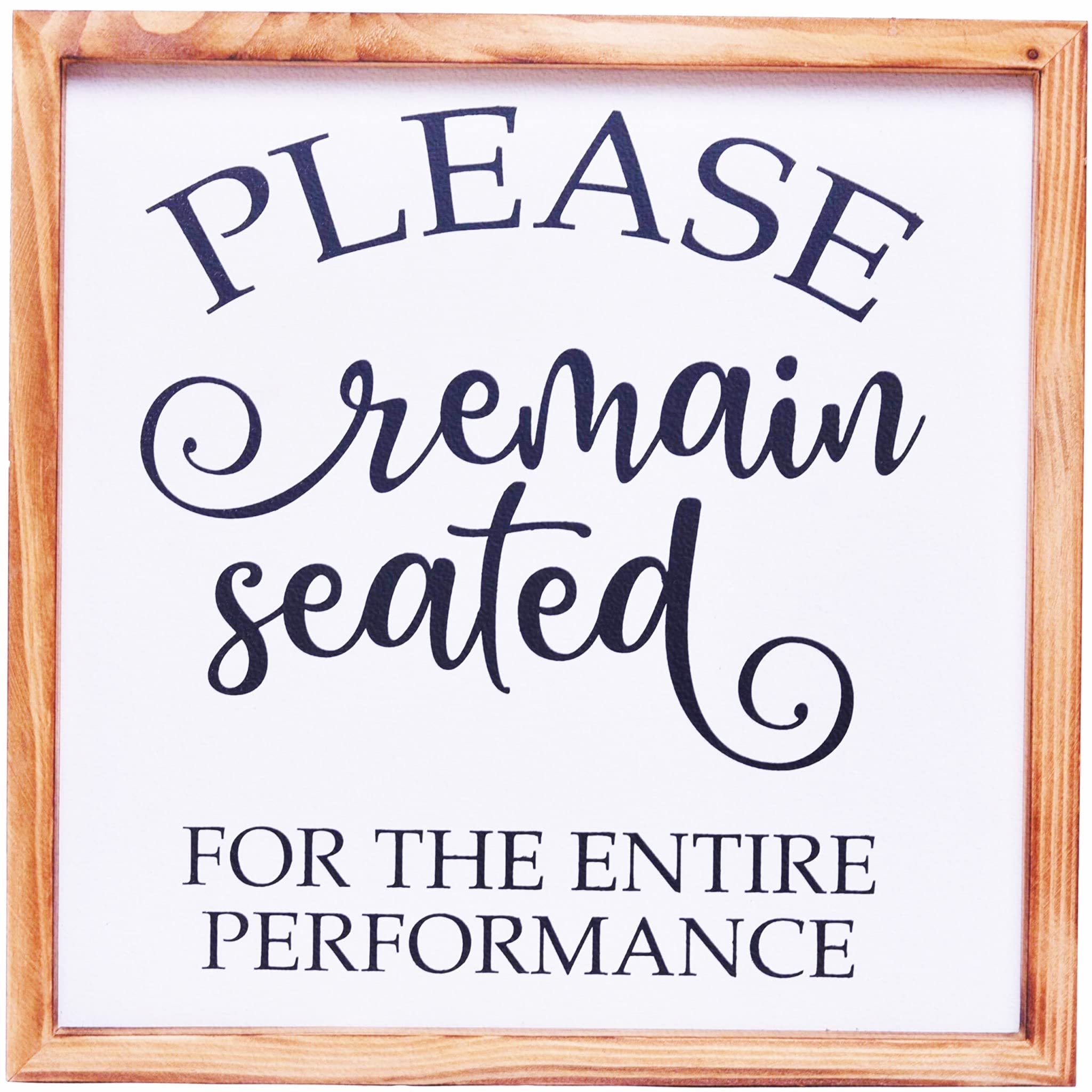 Athena's Elements Farmhouse Bathroom Decor, Modern Rustic Wood Wall Art Home Decor, Funny Solid Wood Framed Printed Sign for Toilet, Restroom, Bathroom - 12x12 Inches