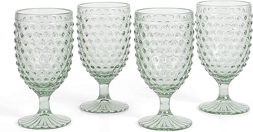 Martha Stewart Chauncey - Juego de 4 copas de cristal hechas a mano de 14.2 onzas, color verde