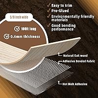 Vista 268 de GSCIT Club Bandas de borde de roble, rollo de 1 pulgada x 10 pies de bandas de borde de chapa - Cinta de madera real flexible previamente pegada