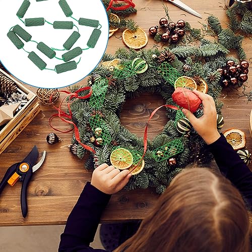 Miniatura 6 de Guirnalda de espuma floral de 14 piezas para flores, kit de bloques de esponja de flores de 9.2 pies, soporte para flores de absorción, puerta de