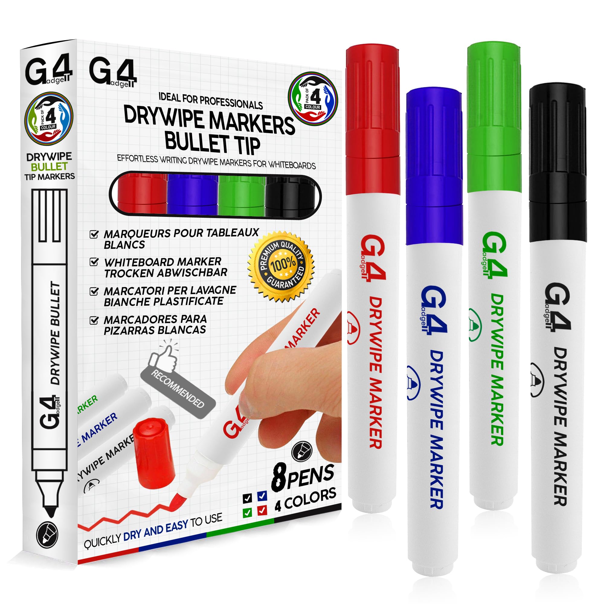G4GADGET Nice Style Pack of 10 Non-Toxic Ink Black Colour Whiteboard Dry Wipe Marker Pens Bullet Tip — view 9