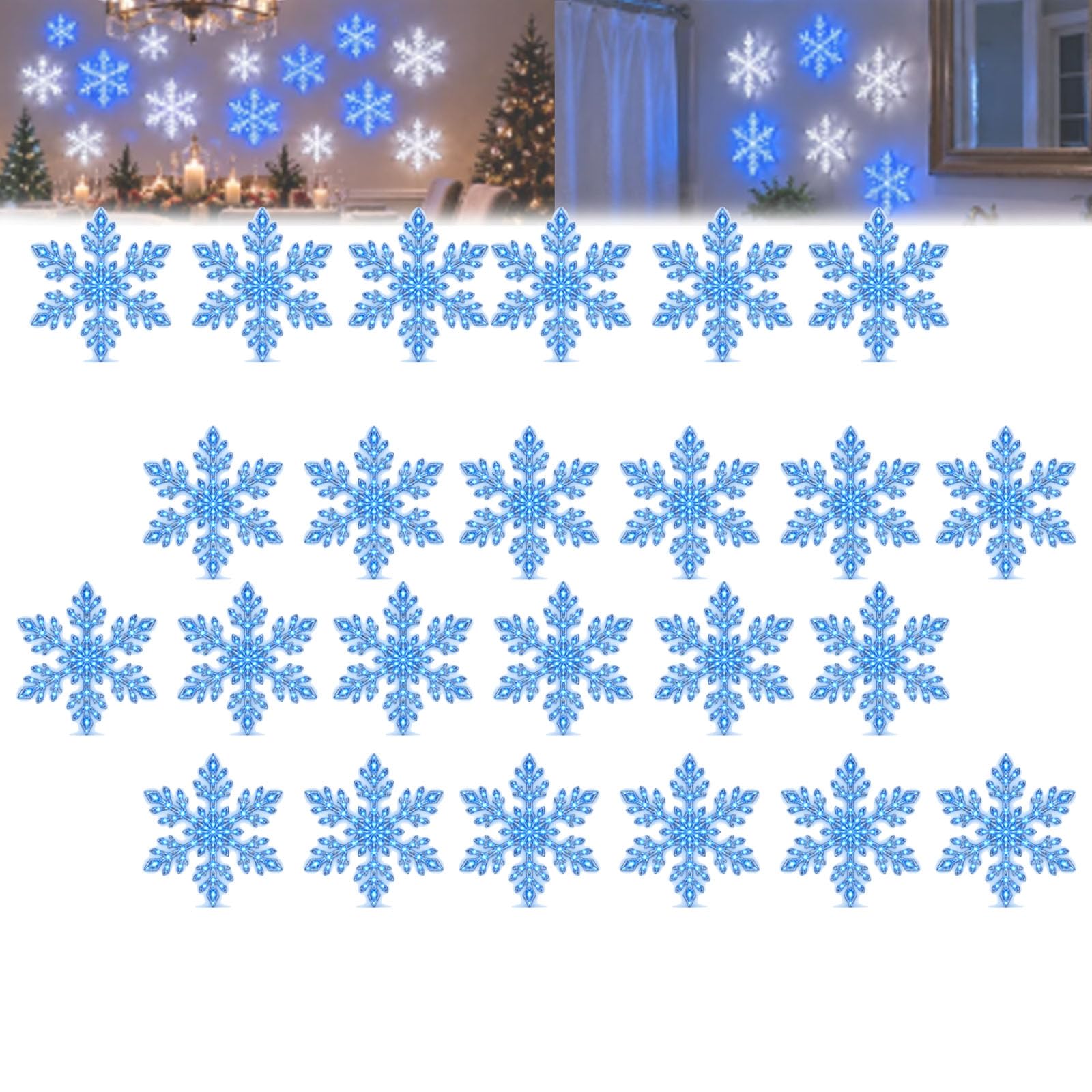 LED Snowflake Wall Lights, Light Up Snow Flake, 3D Snowflake Wall Glow (Blue,24pcs) — image 1