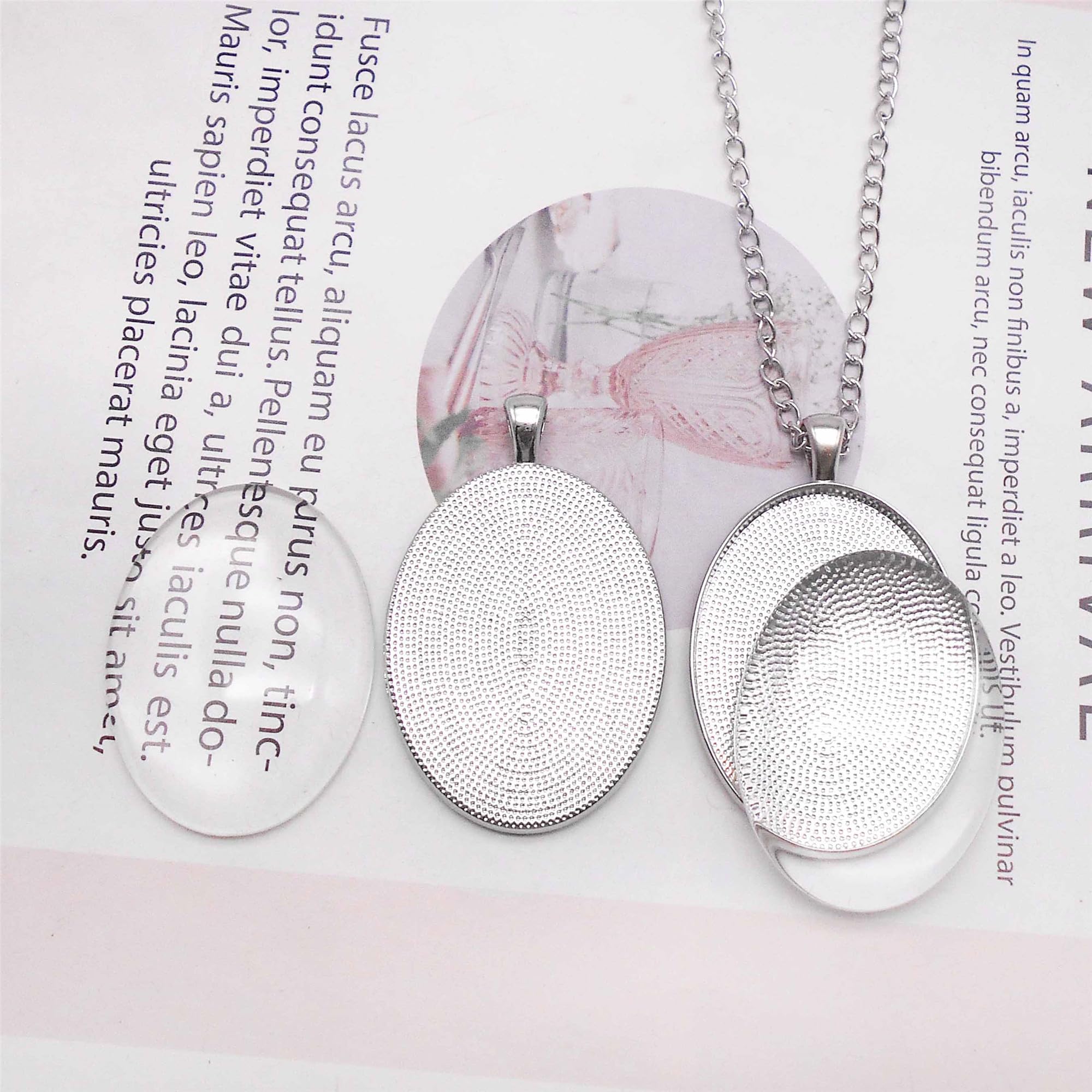 Glarks 48-teiliges Set Für Schmuckherstellung – Ovale & Quadratische Anhänger Mit Glas-Cabochons In Silber & Bronze