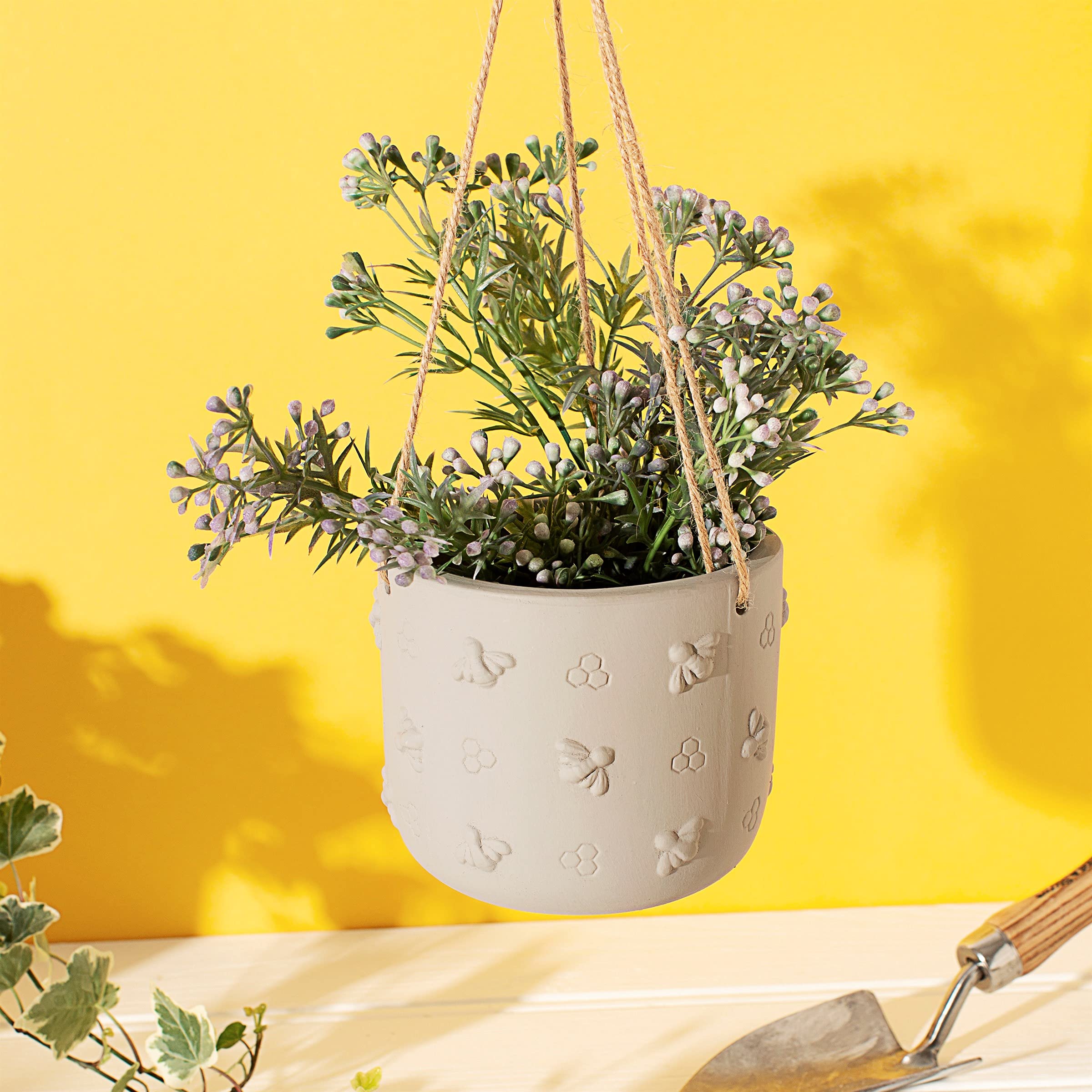 Sass & Belle Grey Hanging Cement Planter With Bees