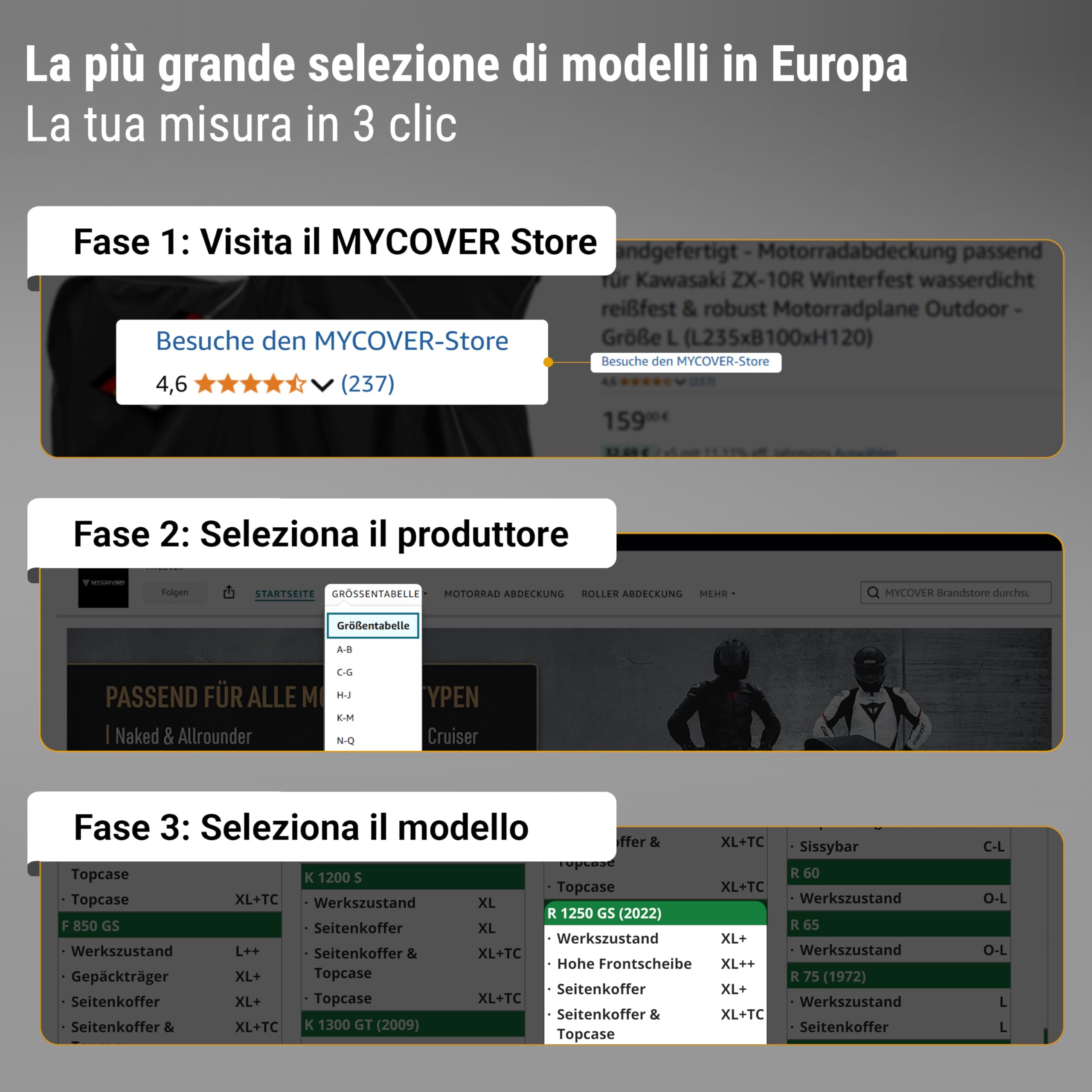 Telo coprimoto premium realizzato a mano - 30 misure per oltre 2.500 modelli - vestibilità 100% su misura, impermeabile, invernale e ultra resistente agli strappi XL+TC (L250xB115xH145)