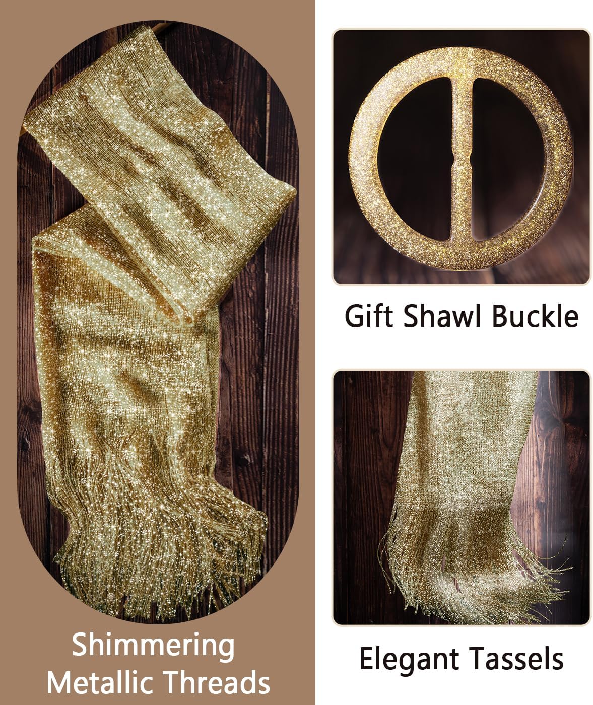 Sparkling Metallic Shawls and Wraps with Buckle,for Evening Dresses Party Wedding Bride Bridesmaid - Image 5